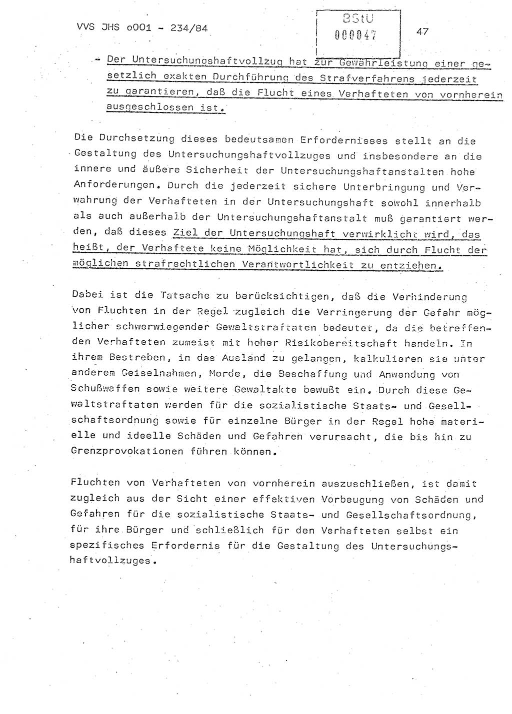Dissertation Oberst Siegfried Rataizick (Abt. ⅩⅣ), Oberstleutnant Volkmar Heinz (Abt. ⅩⅣ), Oberstleutnant Werner Stein (HA Ⅸ), Hauptmann Heinz Conrad (JHS), Ministerium für Staatssicherheit (MfS) [Deutsche Demokratische Republik (DDR)], Juristische Hochschule (JHS), Vertrauliche Verschlußsache (VVS) o001-234/84, Potsdam 1984, Seite 47 (Diss. MfS DDR JHS VVS o001-234/84 1984, S. 47)