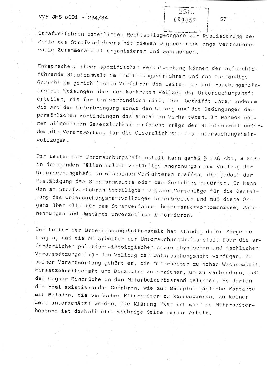 Dissertation Oberst Siegfried Rataizick (Abt. ⅩⅣ), Oberstleutnant Volkmar Heinz (Abt. ⅩⅣ), Oberstleutnant Werner Stein (HA Ⅸ), Hauptmann Heinz Conrad (JHS), Ministerium für Staatssicherheit (MfS) [Deutsche Demokratische Republik (DDR)], Juristische Hochschule (JHS), Vertrauliche Verschlußsache (VVS) o001-234/84, Potsdam 1984, Seite 57 (Diss. MfS DDR JHS VVS o001-234/84 1984, S. 57)