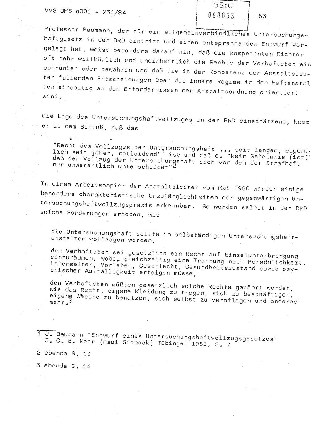 Dissertation Oberst Siegfried Rataizick (Abt. ⅩⅣ), Oberstleutnant Volkmar Heinz (Abt. ⅩⅣ), Oberstleutnant Werner Stein (HA Ⅸ), Hauptmann Heinz Conrad (JHS), Ministerium für Staatssicherheit (MfS) [Deutsche Demokratische Republik (DDR)], Juristische Hochschule (JHS), Vertrauliche Verschlußsache (VVS) o001-234/84, Potsdam 1984, Seite 63 (Diss. MfS DDR JHS VVS o001-234/84 1984, S. 63)