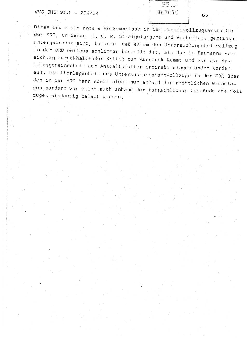 Dissertation Oberst Siegfried Rataizick (Abt. ⅩⅣ), Oberstleutnant Volkmar Heinz (Abt. ⅩⅣ), Oberstleutnant Werner Stein (HA Ⅸ), Hauptmann Heinz Conrad (JHS), Ministerium für Staatssicherheit (MfS) [Deutsche Demokratische Republik (DDR)], Juristische Hochschule (JHS), Vertrauliche Verschlußsache (VVS) o001-234/84, Potsdam 1984, Seite 65 (Diss. MfS DDR JHS VVS o001-234/84 1984, S. 65)