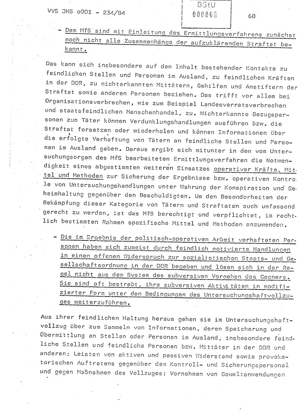 Dissertation Oberst Siegfried Rataizick (Abt. ⅩⅣ), Oberstleutnant Volkmar Heinz (Abt. ⅩⅣ), Oberstleutnant Werner Stein (HA Ⅸ), Hauptmann Heinz Conrad (JHS), Ministerium für Staatssicherheit (MfS) [Deutsche Demokratische Republik (DDR)], Juristische Hochschule (JHS), Vertrauliche Verschlußsache (VVS) o001-234/84, Potsdam 1984, Seite 68 (Diss. MfS DDR JHS VVS o001-234/84 1984, S. 68)