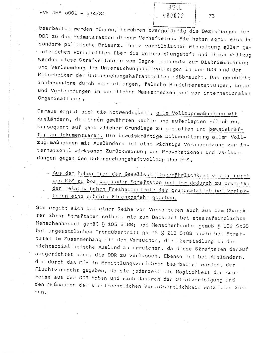 Dissertation Oberst Siegfried Rataizick (Abt. ⅩⅣ), Oberstleutnant Volkmar Heinz (Abt. ⅩⅣ), Oberstleutnant Werner Stein (HA Ⅸ), Hauptmann Heinz Conrad (JHS), Ministerium für Staatssicherheit (MfS) [Deutsche Demokratische Republik (DDR)], Juristische Hochschule (JHS), Vertrauliche Verschlußsache (VVS) o001-234/84, Potsdam 1984, Seite 73 (Diss. MfS DDR JHS VVS o001-234/84 1984, S. 73)