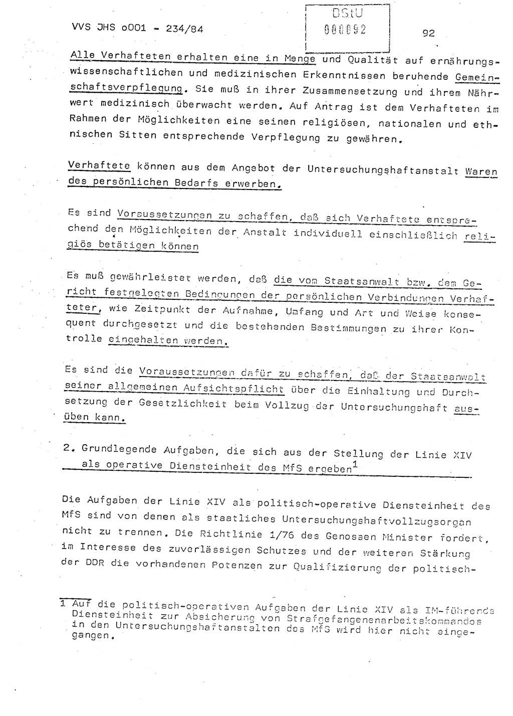 Dissertation Oberst Siegfried Rataizick (Abt. ⅩⅣ), Oberstleutnant Volkmar Heinz (Abt. ⅩⅣ), Oberstleutnant Werner Stein (HA Ⅸ), Hauptmann Heinz Conrad (JHS), Ministerium für Staatssicherheit (MfS) [Deutsche Demokratische Republik (DDR)], Juristische Hochschule (JHS), Vertrauliche Verschlußsache (VVS) o001-234/84, Potsdam 1984, Seite 92 (Diss. MfS DDR JHS VVS o001-234/84 1984, S. 92)