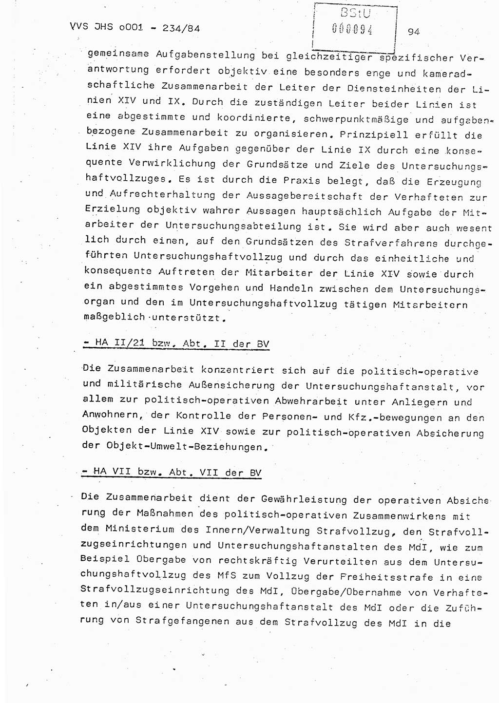 Dissertation Oberst Siegfried Rataizick (Abt. ⅩⅣ), Oberstleutnant Volkmar Heinz (Abt. ⅩⅣ), Oberstleutnant Werner Stein (HA Ⅸ), Hauptmann Heinz Conrad (JHS), Ministerium für Staatssicherheit (MfS) [Deutsche Demokratische Republik (DDR)], Juristische Hochschule (JHS), Vertrauliche Verschlußsache (VVS) o001-234/84, Potsdam 1984, Seite 94 (Diss. MfS DDR JHS VVS o001-234/84 1984, S. 94)