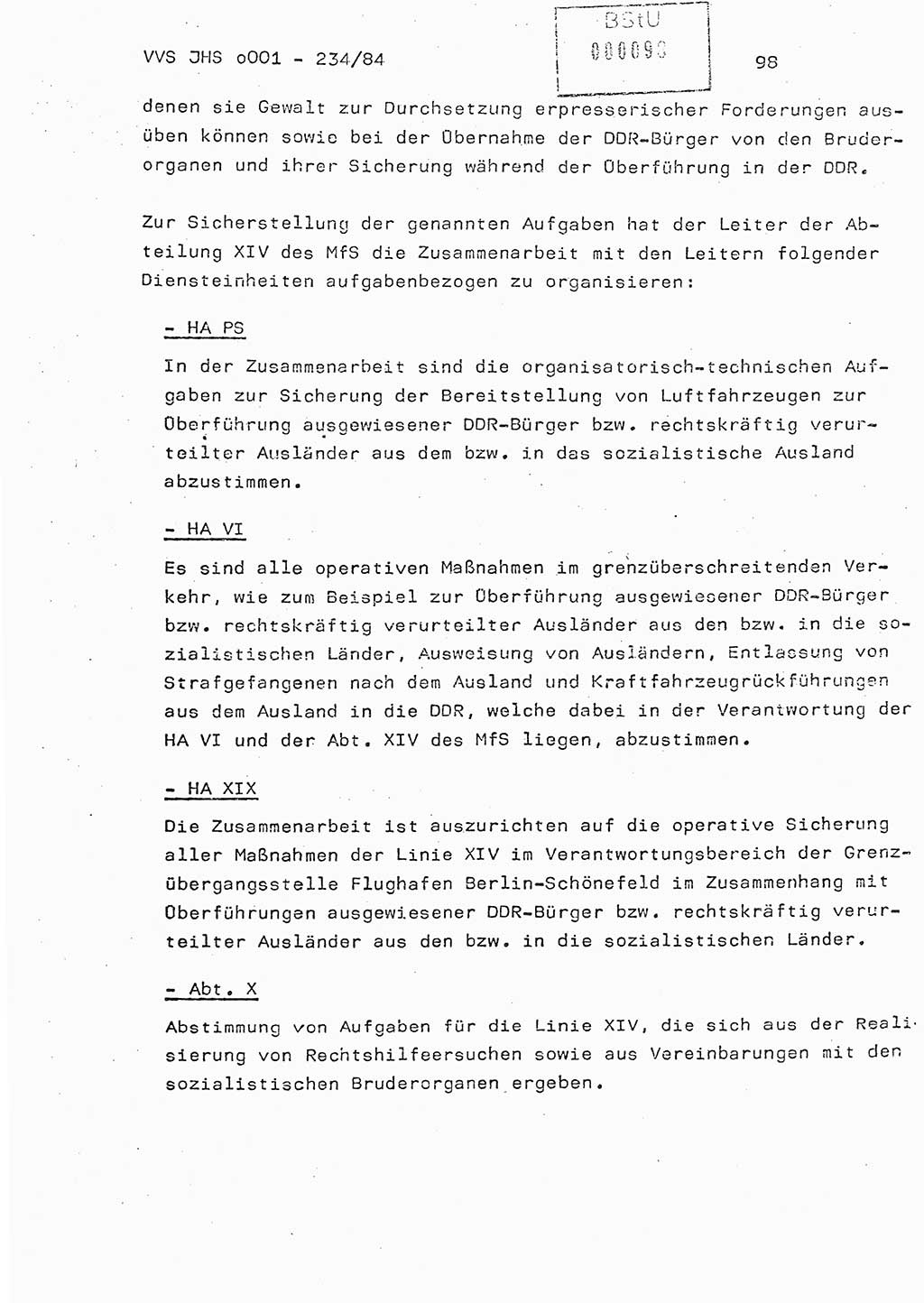 Dissertation Oberst Siegfried Rataizick (Abt. ⅩⅣ), Oberstleutnant Volkmar Heinz (Abt. ⅩⅣ), Oberstleutnant Werner Stein (HA Ⅸ), Hauptmann Heinz Conrad (JHS), Ministerium für Staatssicherheit (MfS) [Deutsche Demokratische Republik (DDR)], Juristische Hochschule (JHS), Vertrauliche Verschlußsache (VVS) o001-234/84, Potsdam 1984, Seite 98 (Diss. MfS DDR JHS VVS o001-234/84 1984, S. 98)