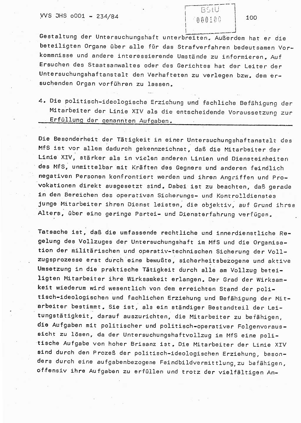 Dissertation Oberst Siegfried Rataizick (Abt. ⅩⅣ), Oberstleutnant Volkmar Heinz (Abt. ⅩⅣ), Oberstleutnant Werner Stein (HA Ⅸ), Hauptmann Heinz Conrad (JHS), Ministerium für Staatssicherheit (MfS) [Deutsche Demokratische Republik (DDR)], Juristische Hochschule (JHS), Vertrauliche Verschlußsache (VVS) o001-234/84, Potsdam 1984, Seite 100 (Diss. MfS DDR JHS VVS o001-234/84 1984, S. 100)