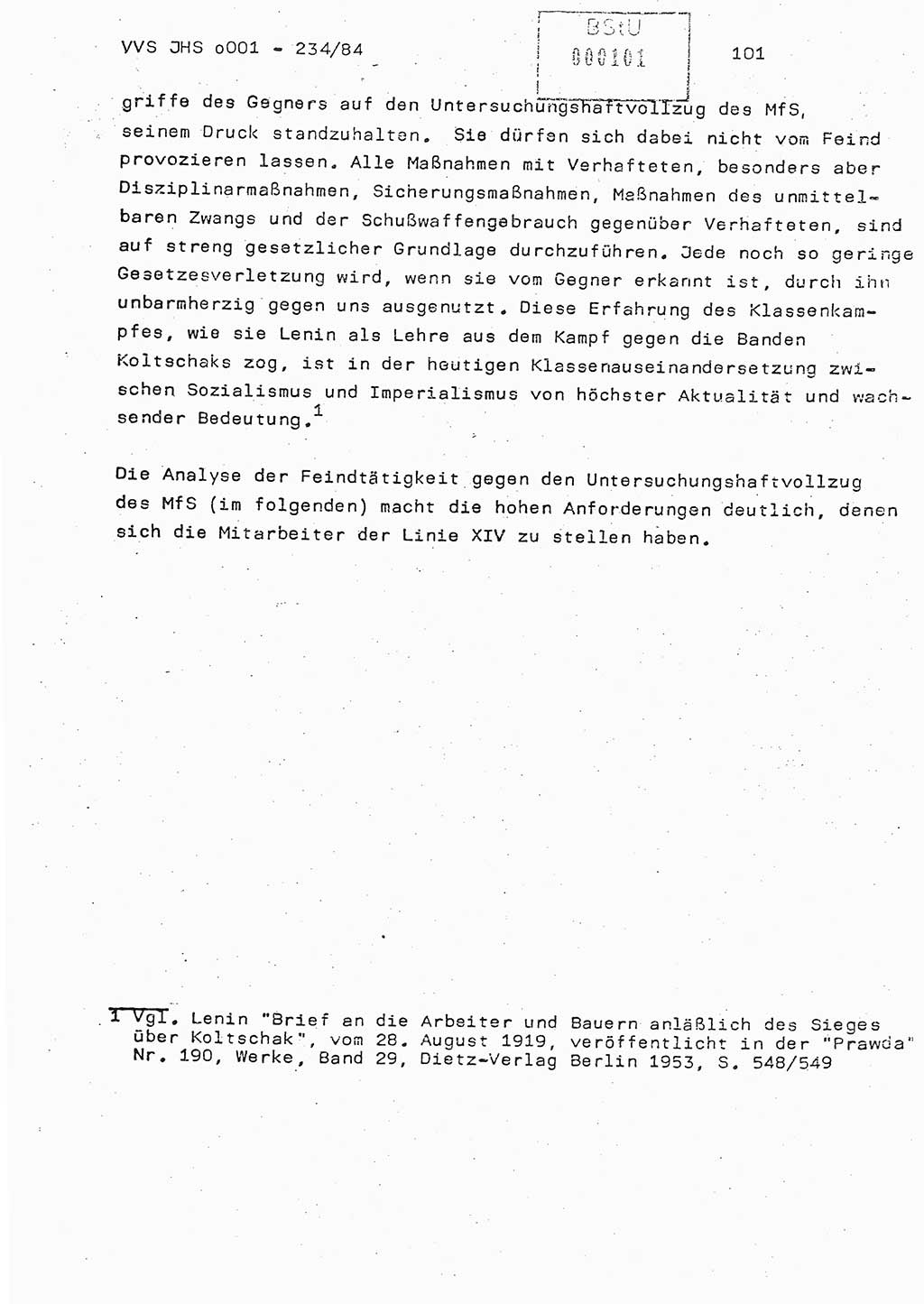Dissertation Oberst Siegfried Rataizick (Abt. ⅩⅣ), Oberstleutnant Volkmar Heinz (Abt. ⅩⅣ), Oberstleutnant Werner Stein (HA Ⅸ), Hauptmann Heinz Conrad (JHS), Ministerium für Staatssicherheit (MfS) [Deutsche Demokratische Republik (DDR)], Juristische Hochschule (JHS), Vertrauliche Verschlußsache (VVS) o001-234/84, Potsdam 1984, Seite 101 (Diss. MfS DDR JHS VVS o001-234/84 1984, S. 101)