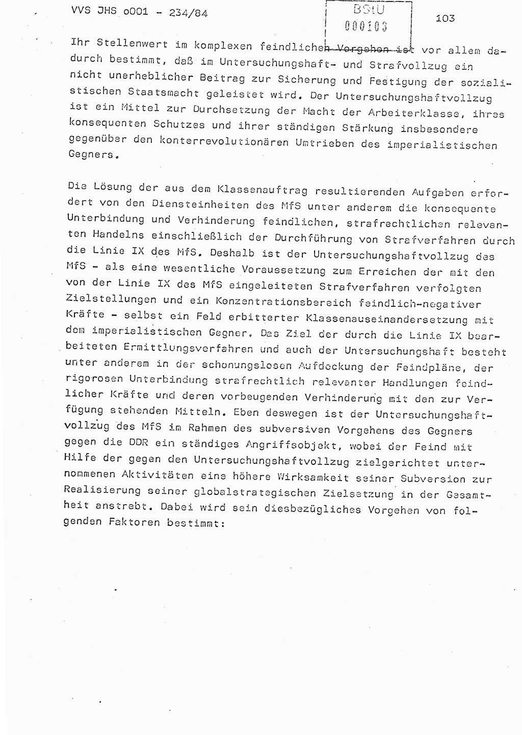 Dissertation Oberst Siegfried Rataizick (Abt. ⅩⅣ), Oberstleutnant Volkmar Heinz (Abt. ⅩⅣ), Oberstleutnant Werner Stein (HA Ⅸ), Hauptmann Heinz Conrad (JHS), Ministerium für Staatssicherheit (MfS) [Deutsche Demokratische Republik (DDR)], Juristische Hochschule (JHS), Vertrauliche Verschlußsache (VVS) o001-234/84, Potsdam 1984, Seite 103 (Diss. MfS DDR JHS VVS o001-234/84 1984, S. 103)