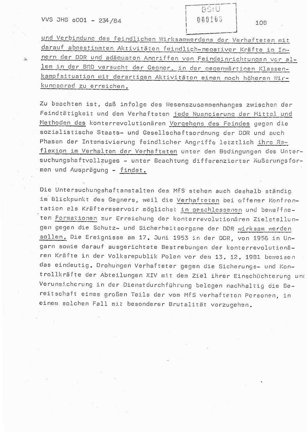 Dissertation Oberst Siegfried Rataizick (Abt. ⅩⅣ), Oberstleutnant Volkmar Heinz (Abt. ⅩⅣ), Oberstleutnant Werner Stein (HA Ⅸ), Hauptmann Heinz Conrad (JHS), Ministerium für Staatssicherheit (MfS) [Deutsche Demokratische Republik (DDR)], Juristische Hochschule (JHS), Vertrauliche Verschlußsache (VVS) o001-234/84, Potsdam 1984, Seite 108 (Diss. MfS DDR JHS VVS o001-234/84 1984, S. 108)