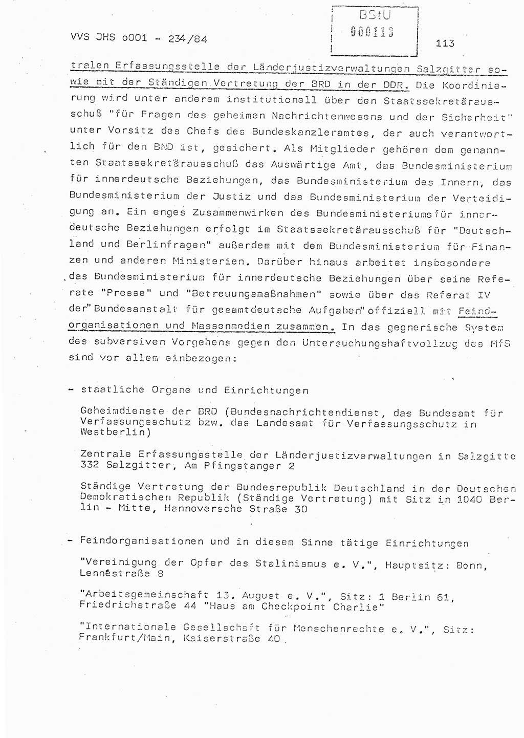 Dissertation Oberst Siegfried Rataizick (Abt. ⅩⅣ), Oberstleutnant Volkmar Heinz (Abt. ⅩⅣ), Oberstleutnant Werner Stein (HA Ⅸ), Hauptmann Heinz Conrad (JHS), Ministerium für Staatssicherheit (MfS) [Deutsche Demokratische Republik (DDR)], Juristische Hochschule (JHS), Vertrauliche Verschlußsache (VVS) o001-234/84, Potsdam 1984, Seite 113 (Diss. MfS DDR JHS VVS o001-234/84 1984, S. 113)