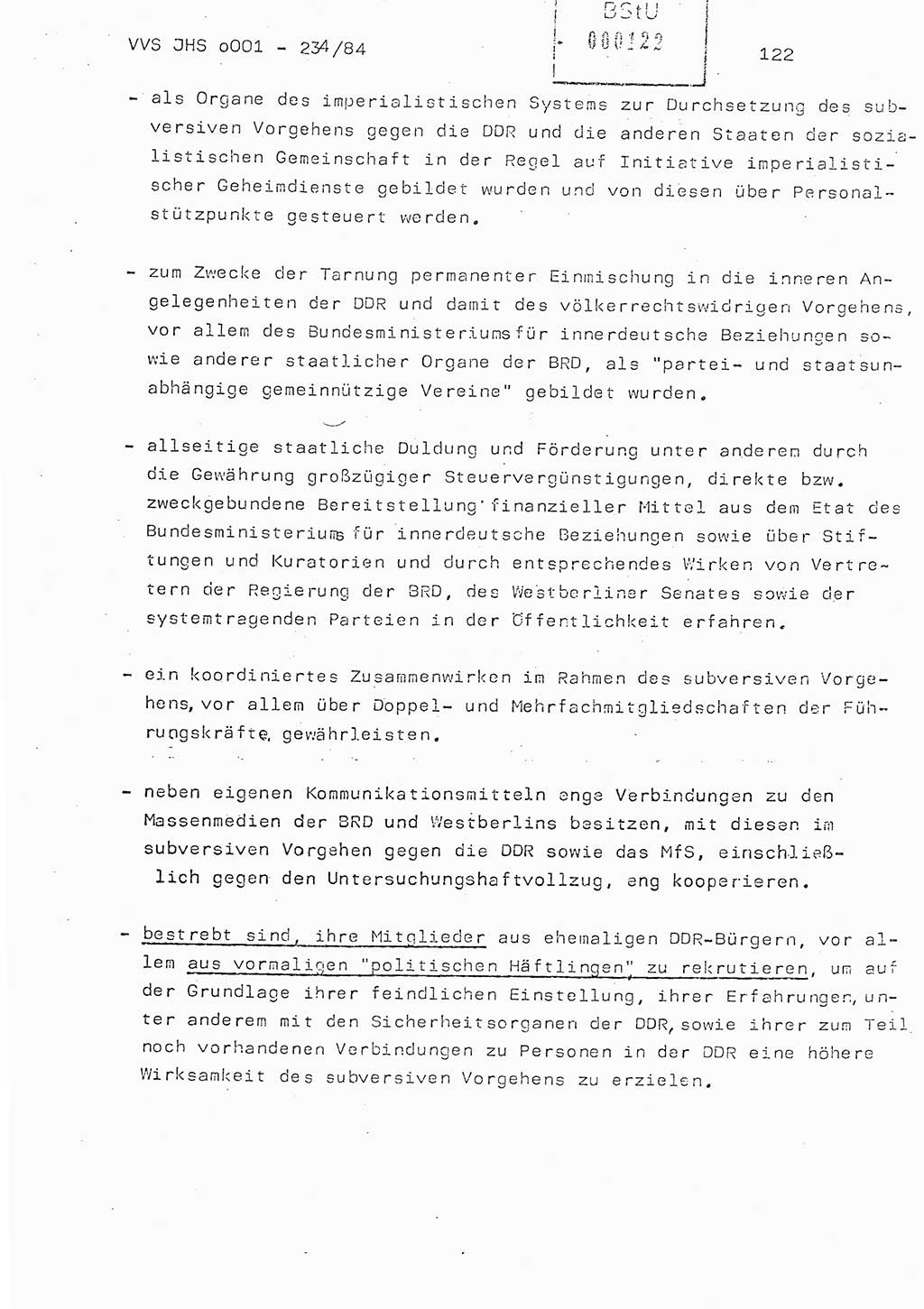 Dissertation Oberst Siegfried Rataizick (Abt. ⅩⅣ), Oberstleutnant Volkmar Heinz (Abt. ⅩⅣ), Oberstleutnant Werner Stein (HA Ⅸ), Hauptmann Heinz Conrad (JHS), Ministerium für Staatssicherheit (MfS) [Deutsche Demokratische Republik (DDR)], Juristische Hochschule (JHS), Vertrauliche Verschlußsache (VVS) o001-234/84, Potsdam 1984, Seite 122 (Diss. MfS DDR JHS VVS o001-234/84 1984, S. 122)