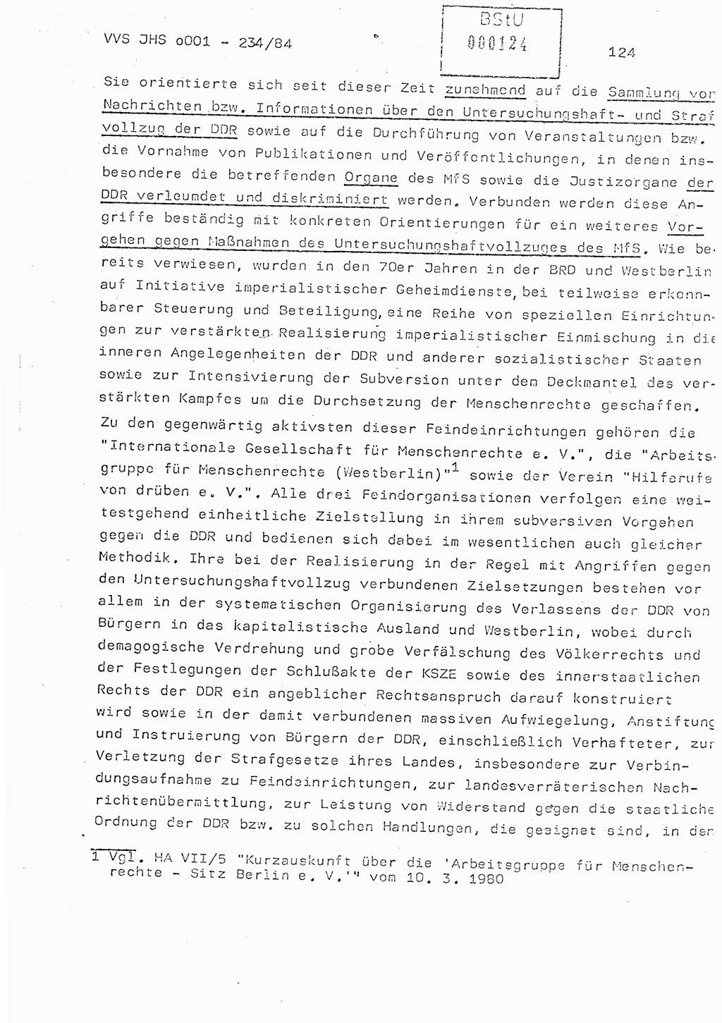 Dissertation Oberst Siegfried Rataizick (Abt. ⅩⅣ), Oberstleutnant Volkmar Heinz (Abt. ⅩⅣ), Oberstleutnant Werner Stein (HA Ⅸ), Hauptmann Heinz Conrad (JHS), Ministerium für Staatssicherheit (MfS) [Deutsche Demokratische Republik (DDR)], Juristische Hochschule (JHS), Vertrauliche Verschlußsache (VVS) o001-234/84, Potsdam 1984, Seite 124 (Diss. MfS DDR JHS VVS o001-234/84 1984, S. 124)