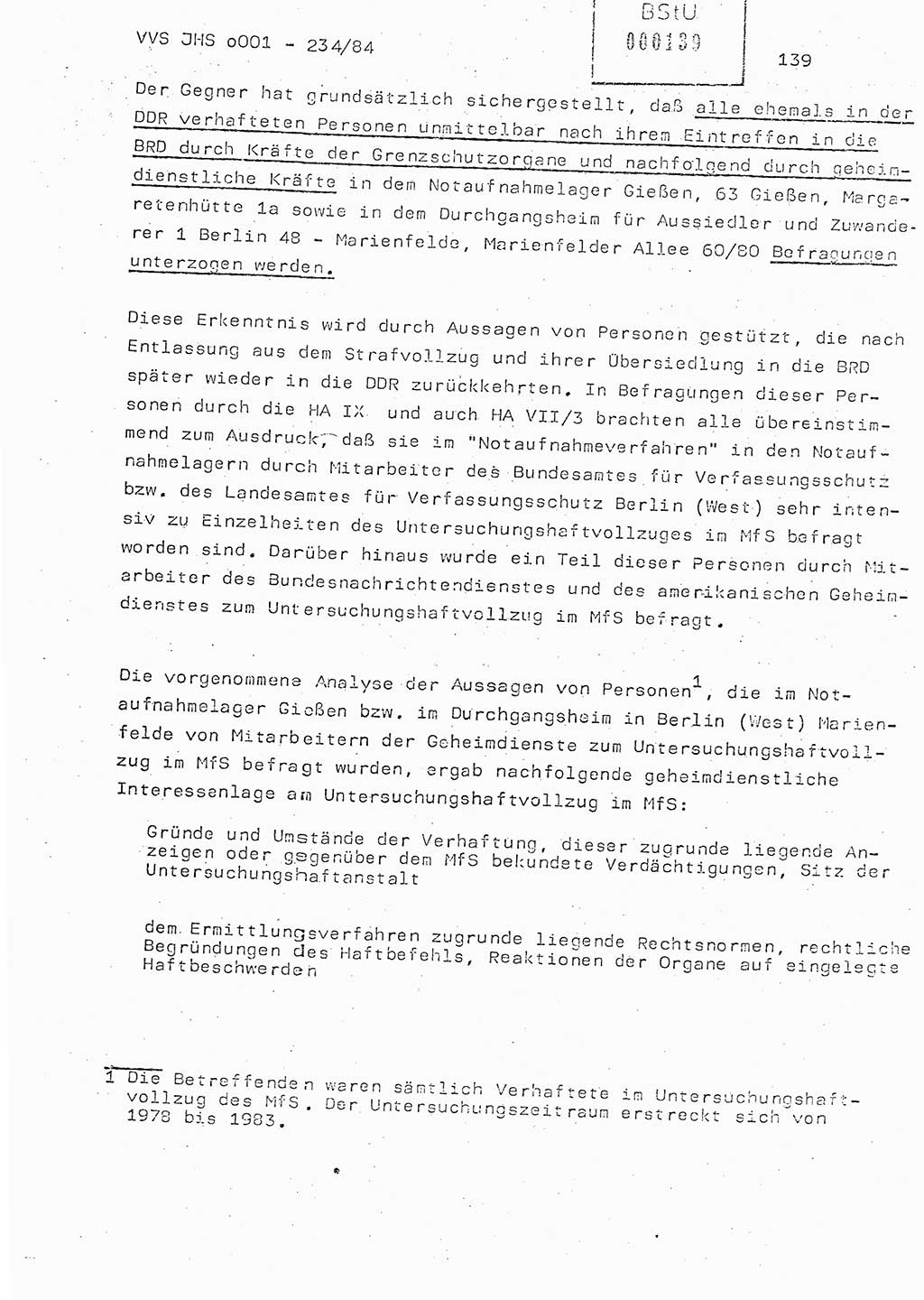 Dissertation Oberst Siegfried Rataizick (Abt. ⅩⅣ), Oberstleutnant Volkmar Heinz (Abt. ⅩⅣ), Oberstleutnant Werner Stein (HA Ⅸ), Hauptmann Heinz Conrad (JHS), Ministerium für Staatssicherheit (MfS) [Deutsche Demokratische Republik (DDR)], Juristische Hochschule (JHS), Vertrauliche Verschlußsache (VVS) o001-234/84, Potsdam 1984, Seite 139 (Diss. MfS DDR JHS VVS o001-234/84 1984, S. 139)