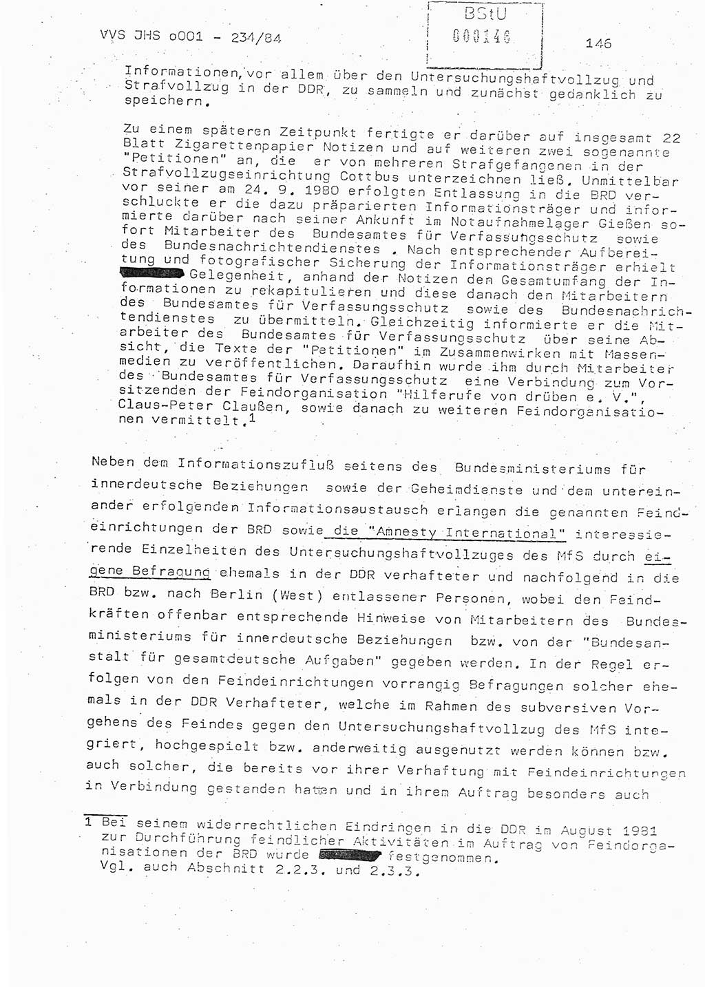 Dissertation Oberst Siegfried Rataizick (Abt. ⅩⅣ), Oberstleutnant Volkmar Heinz (Abt. ⅩⅣ), Oberstleutnant Werner Stein (HA Ⅸ), Hauptmann Heinz Conrad (JHS), Ministerium für Staatssicherheit (MfS) [Deutsche Demokratische Republik (DDR)], Juristische Hochschule (JHS), Vertrauliche Verschlußsache (VVS) o001-234/84, Potsdam 1984, Seite 146 (Diss. MfS DDR JHS VVS o001-234/84 1984, S. 146)