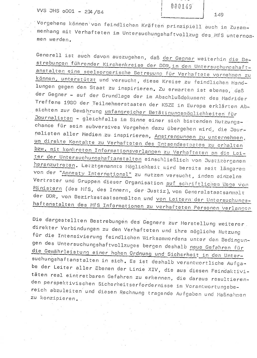 Dissertation Oberst Siegfried Rataizick (Abt. ⅩⅣ), Oberstleutnant Volkmar Heinz (Abt. ⅩⅣ), Oberstleutnant Werner Stein (HA Ⅸ), Hauptmann Heinz Conrad (JHS), Ministerium für Staatssicherheit (MfS) [Deutsche Demokratische Republik (DDR)], Juristische Hochschule (JHS), Vertrauliche Verschlußsache (VVS) o001-234/84, Potsdam 1984, Seite 149 (Diss. MfS DDR JHS VVS o001-234/84 1984, S. 149)