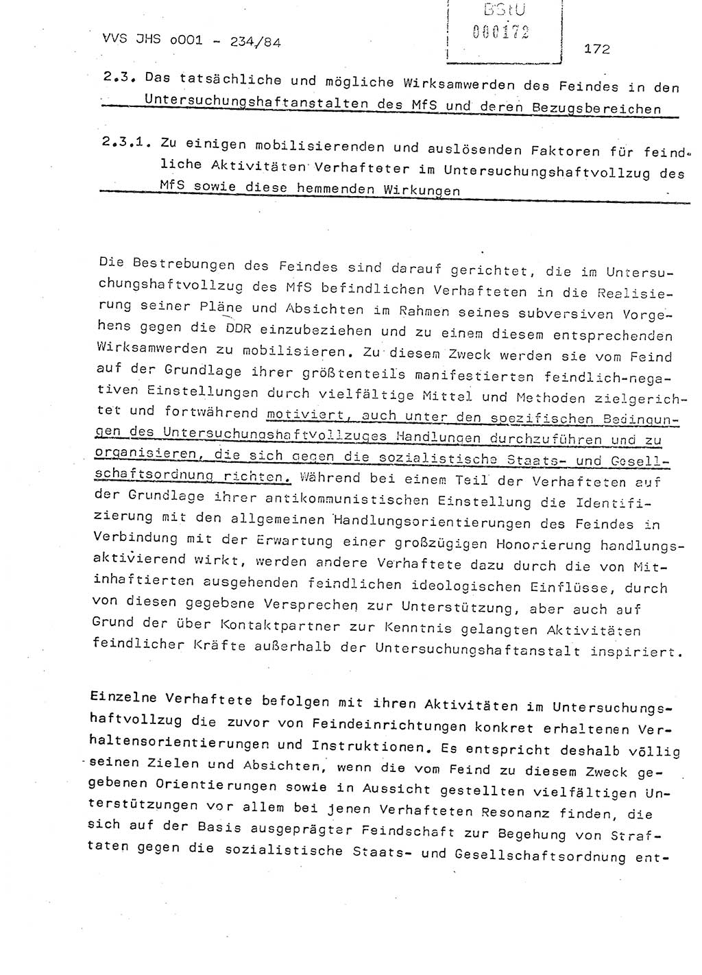 Dissertation Oberst Siegfried Rataizick (Abt. ⅩⅣ), Oberstleutnant Volkmar Heinz (Abt. ⅩⅣ), Oberstleutnant Werner Stein (HA Ⅸ), Hauptmann Heinz Conrad (JHS), Ministerium für Staatssicherheit (MfS) [Deutsche Demokratische Republik (DDR)], Juristische Hochschule (JHS), Vertrauliche Verschlußsache (VVS) o001-234/84, Potsdam 1984, Seite 172 (Diss. MfS DDR JHS VVS o001-234/84 1984, S. 172)