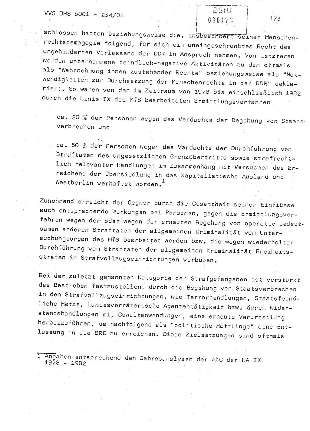 Dissertation Oberst Siegfried Rataizick (Abt. ⅩⅣ), Oberstleutnant Volkmar Heinz (Abt. ⅩⅣ), Oberstleutnant Werner Stein (HA Ⅸ), Hauptmann Heinz Conrad (JHS), Ministerium für Staatssicherheit (MfS) [Deutsche Demokratische Republik (DDR)], Juristische Hochschule (JHS), Vertrauliche Verschlußsache (VVS) o001-234/84, Potsdam 1984, Seite 173 (Diss. MfS DDR JHS VVS o001-234/84 1984, S. 173)