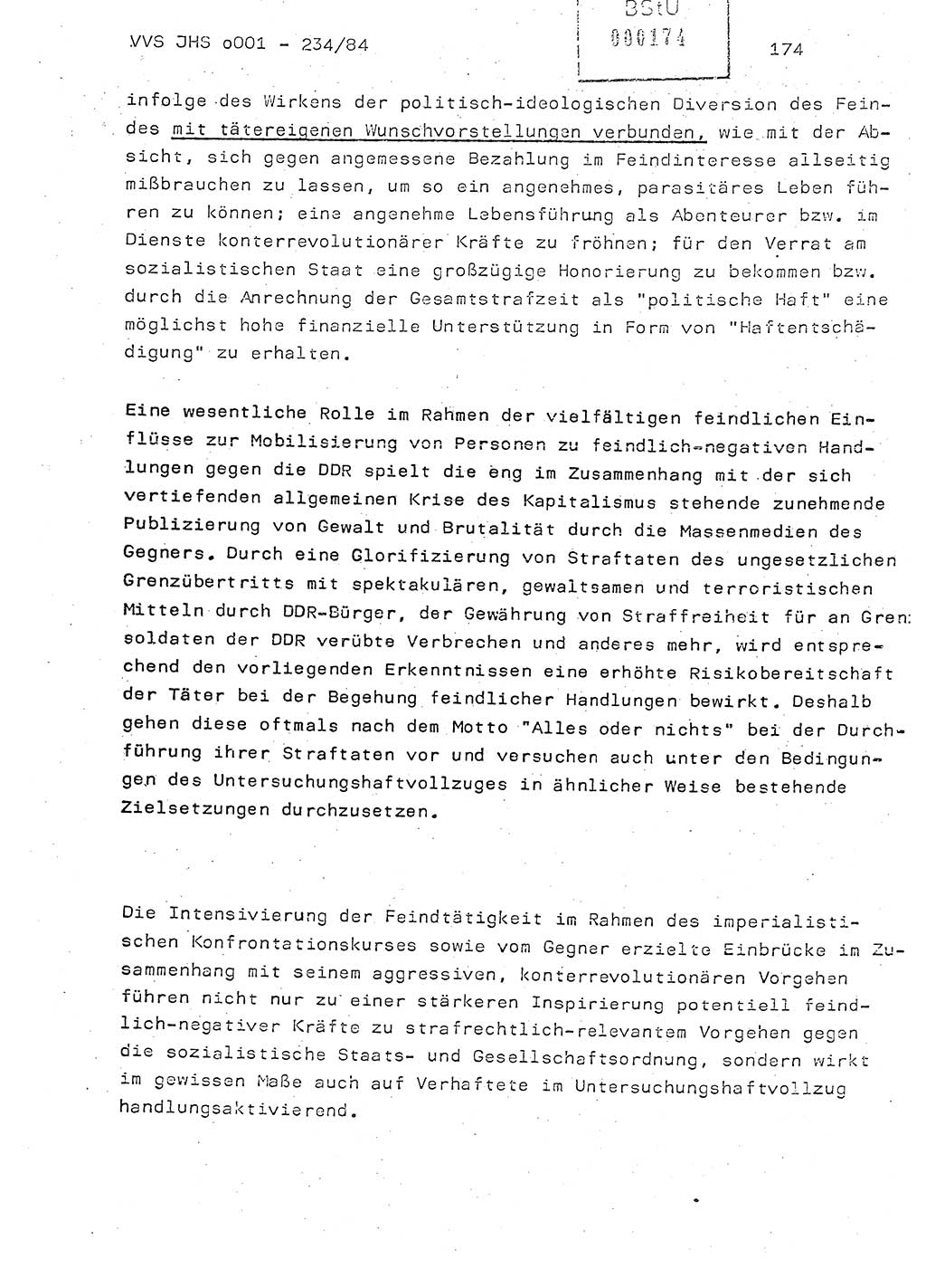 Dissertation Oberst Siegfried Rataizick (Abt. ⅩⅣ), Oberstleutnant Volkmar Heinz (Abt. ⅩⅣ), Oberstleutnant Werner Stein (HA Ⅸ), Hauptmann Heinz Conrad (JHS), Ministerium für Staatssicherheit (MfS) [Deutsche Demokratische Republik (DDR)], Juristische Hochschule (JHS), Vertrauliche Verschlußsache (VVS) o001-234/84, Potsdam 1984, Seite 174 (Diss. MfS DDR JHS VVS o001-234/84 1984, S. 174)