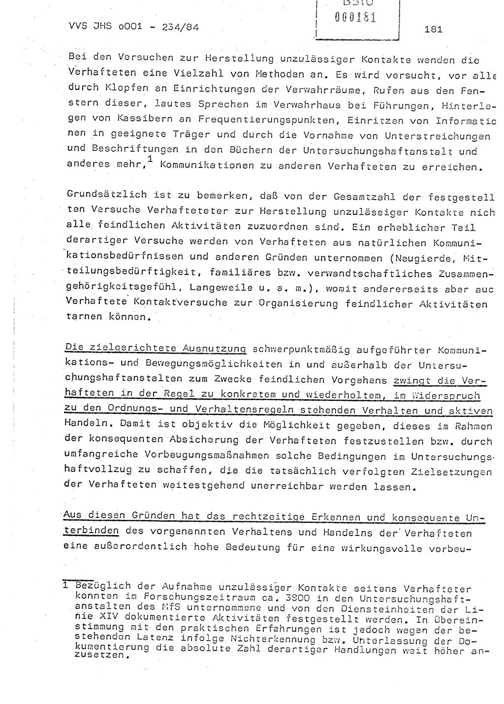 Dissertation Oberst Siegfried Rataizick (Abt. ⅩⅣ), Oberstleutnant Volkmar Heinz (Abt. ⅩⅣ), Oberstleutnant Werner Stein (HA Ⅸ), Hauptmann Heinz Conrad (JHS), Ministerium für Staatssicherheit (MfS) [Deutsche Demokratische Republik (DDR)], Juristische Hochschule (JHS), Vertrauliche Verschlußsache (VVS) o001-234/84, Potsdam 1984, Seite 181 (Diss. MfS DDR JHS VVS o001-234/84 1984, S. 181)