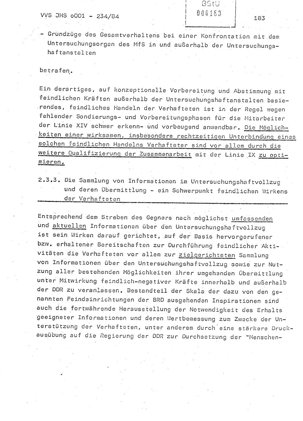 Dissertation Oberst Siegfried Rataizick (Abt. ⅩⅣ), Oberstleutnant Volkmar Heinz (Abt. ⅩⅣ), Oberstleutnant Werner Stein (HA Ⅸ), Hauptmann Heinz Conrad (JHS), Ministerium für Staatssicherheit (MfS) [Deutsche Demokratische Republik (DDR)], Juristische Hochschule (JHS), Vertrauliche Verschlußsache (VVS) o001-234/84, Potsdam 1984, Seite 183 (Diss. MfS DDR JHS VVS o001-234/84 1984, S. 183)