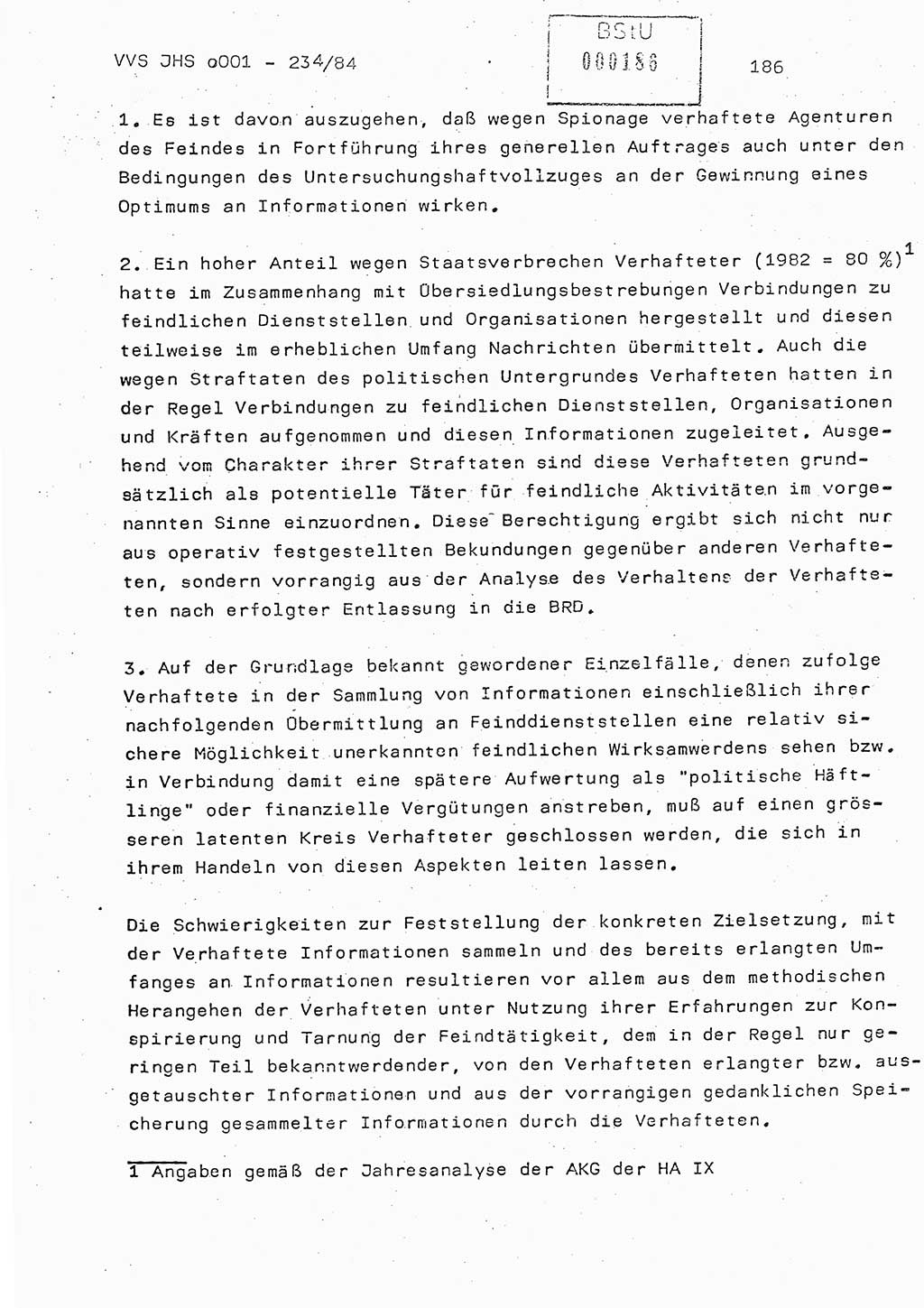 Dissertation Oberst Siegfried Rataizick (Abt. ⅩⅣ), Oberstleutnant Volkmar Heinz (Abt. ⅩⅣ), Oberstleutnant Werner Stein (HA Ⅸ), Hauptmann Heinz Conrad (JHS), Ministerium für Staatssicherheit (MfS) [Deutsche Demokratische Republik (DDR)], Juristische Hochschule (JHS), Vertrauliche Verschlußsache (VVS) o001-234/84, Potsdam 1984, Seite 186 (Diss. MfS DDR JHS VVS o001-234/84 1984, S. 186)