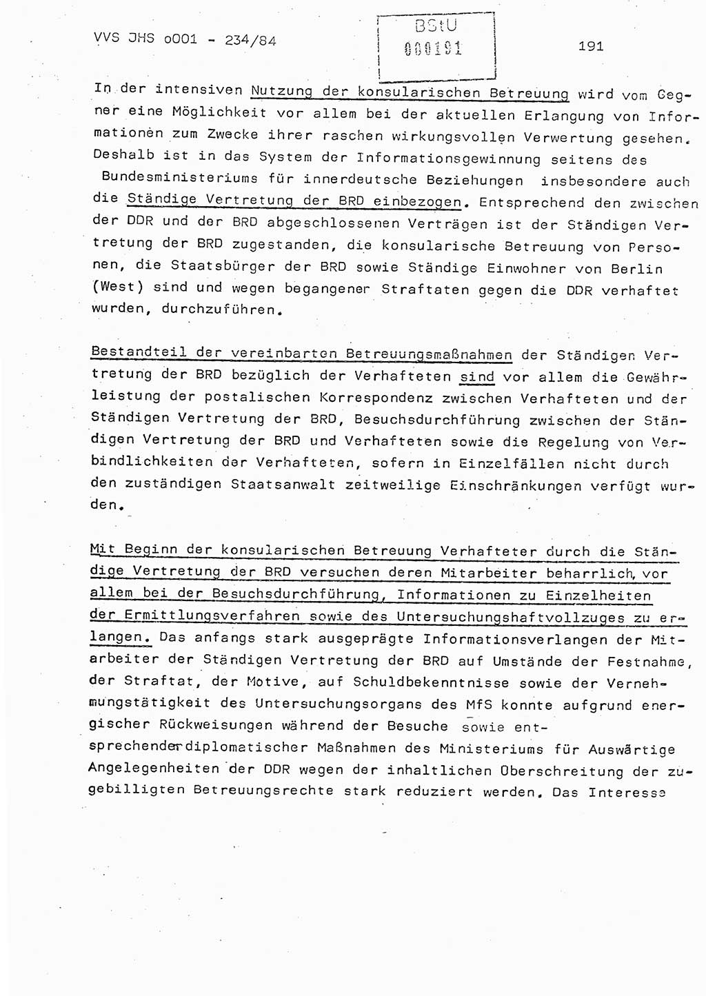 Dissertation Oberst Siegfried Rataizick (Abt. ⅩⅣ), Oberstleutnant Volkmar Heinz (Abt. ⅩⅣ), Oberstleutnant Werner Stein (HA Ⅸ), Hauptmann Heinz Conrad (JHS), Ministerium für Staatssicherheit (MfS) [Deutsche Demokratische Republik (DDR)], Juristische Hochschule (JHS), Vertrauliche Verschlußsache (VVS) o001-234/84, Potsdam 1984, Seite 191 (Diss. MfS DDR JHS VVS o001-234/84 1984, S. 191)