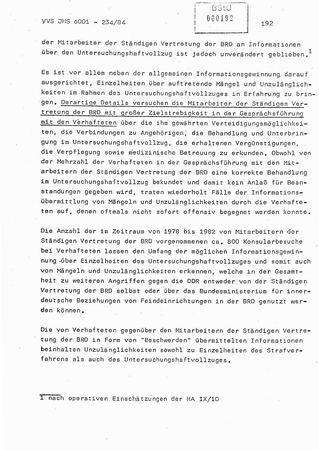 Dissertation Oberst Siegfried Rataizick (Abt. ⅩⅣ), Oberstleutnant Volkmar Heinz (Abt. ⅩⅣ), Oberstleutnant Werner Stein (HA Ⅸ), Hauptmann Heinz Conrad (JHS), Ministerium für Staatssicherheit (MfS) [Deutsche Demokratische Republik (DDR)], Juristische Hochschule (JHS), Vertrauliche Verschlußsache (VVS) o001-234/84, Potsdam 1984, Seite 192 (Diss. MfS DDR JHS VVS o001-234/84 1984, S. 192)