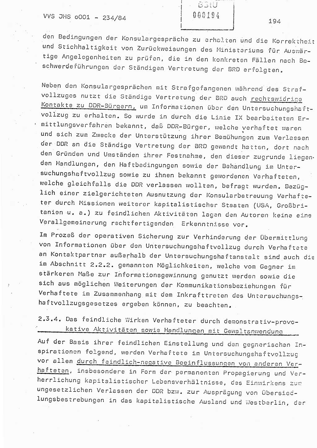 Dissertation Oberst Siegfried Rataizick (Abt. ⅩⅣ), Oberstleutnant Volkmar Heinz (Abt. ⅩⅣ), Oberstleutnant Werner Stein (HA Ⅸ), Hauptmann Heinz Conrad (JHS), Ministerium für Staatssicherheit (MfS) [Deutsche Demokratische Republik (DDR)], Juristische Hochschule (JHS), Vertrauliche Verschlußsache (VVS) o001-234/84, Potsdam 1984, Seite 194 (Diss. MfS DDR JHS VVS o001-234/84 1984, S. 194)