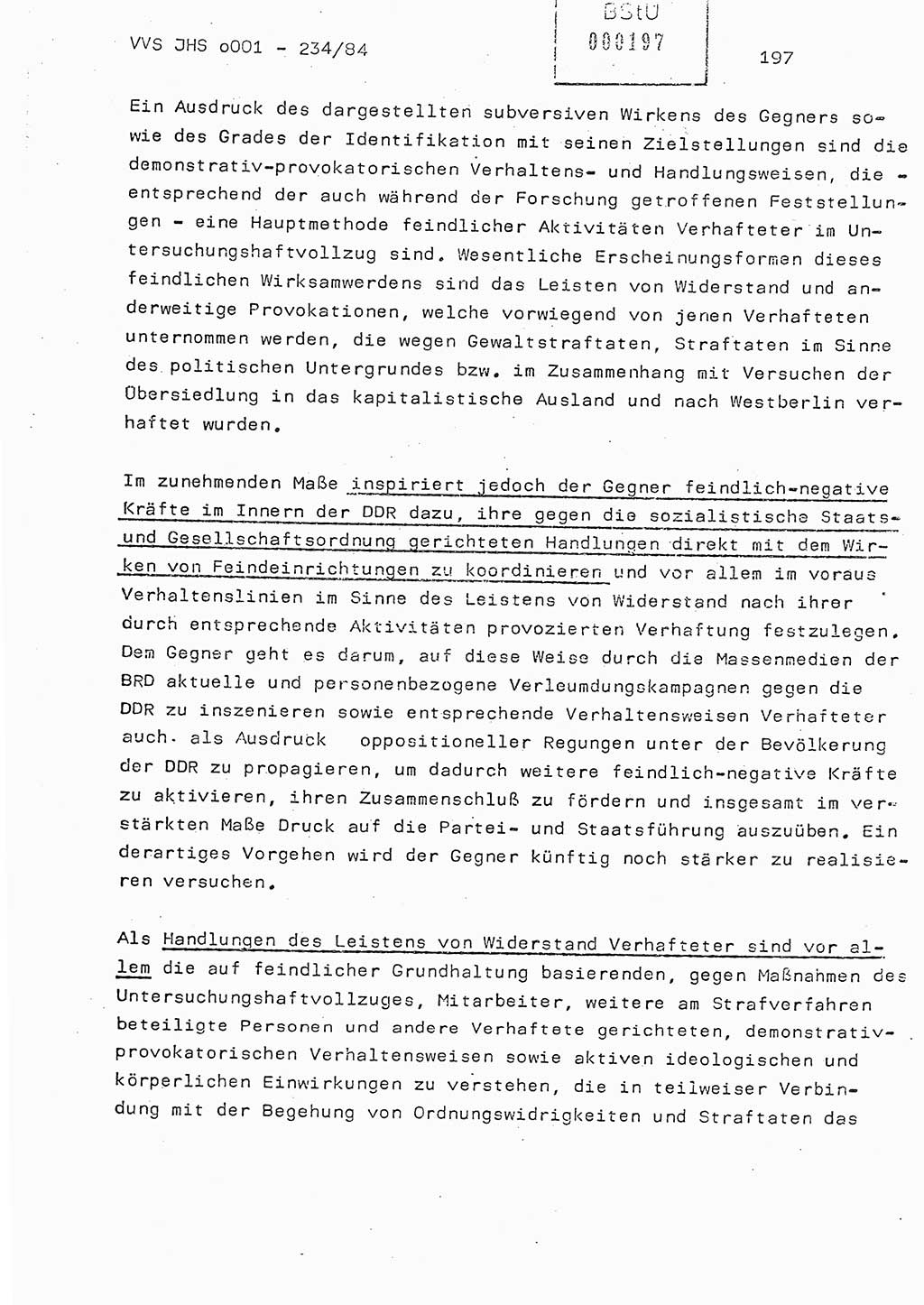 Dissertation Oberst Siegfried Rataizick (Abt. ⅩⅣ), Oberstleutnant Volkmar Heinz (Abt. ⅩⅣ), Oberstleutnant Werner Stein (HA Ⅸ), Hauptmann Heinz Conrad (JHS), Ministerium für Staatssicherheit (MfS) [Deutsche Demokratische Republik (DDR)], Juristische Hochschule (JHS), Vertrauliche Verschlußsache (VVS) o001-234/84, Potsdam 1984, Seite 197 (Diss. MfS DDR JHS VVS o001-234/84 1984, S. 197)