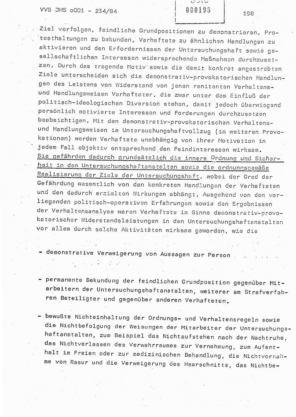 Dissertation Oberst Siegfried Rataizick (Abt. ⅩⅣ), Oberstleutnant Volkmar Heinz (Abt. ⅩⅣ), Oberstleutnant Werner Stein (HA Ⅸ), Hauptmann Heinz Conrad (JHS), Ministerium für Staatssicherheit (MfS) [Deutsche Demokratische Republik (DDR)], Juristische Hochschule (JHS), Vertrauliche Verschlußsache (VVS) o001-234/84, Potsdam 1984, Seite 198 (Diss. MfS DDR JHS VVS o001-234/84 1984, S. 198)