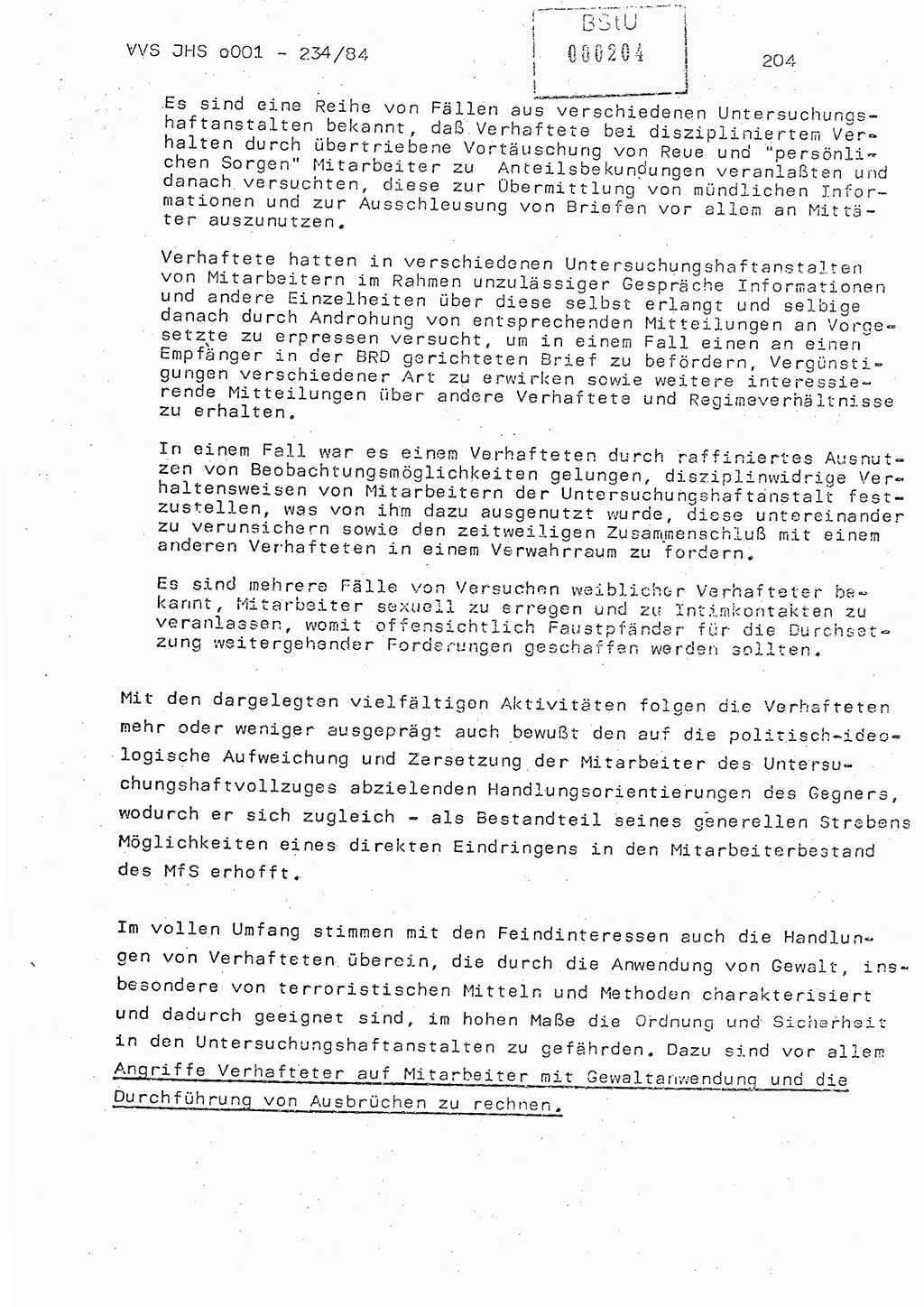 Dissertation Oberst Siegfried Rataizick (Abt. ⅩⅣ), Oberstleutnant Volkmar Heinz (Abt. ⅩⅣ), Oberstleutnant Werner Stein (HA Ⅸ), Hauptmann Heinz Conrad (JHS), Ministerium für Staatssicherheit (MfS) [Deutsche Demokratische Republik (DDR)], Juristische Hochschule (JHS), Vertrauliche Verschlußsache (VVS) o001-234/84, Potsdam 1984, Seite 204 (Diss. MfS DDR JHS VVS o001-234/84 1984, S. 204)