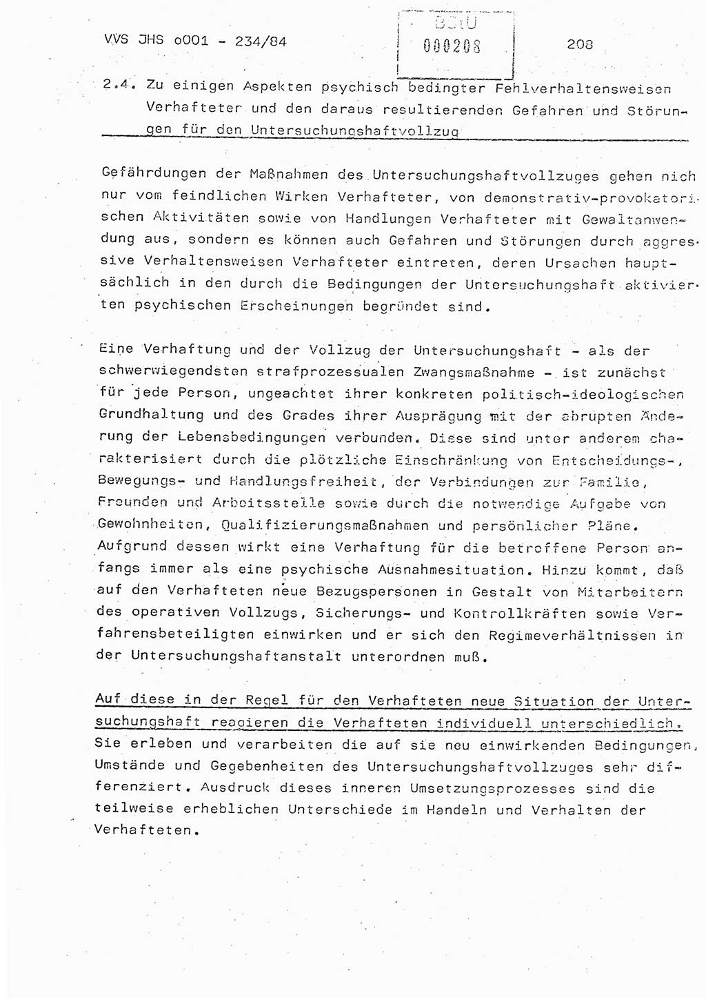 Dissertation Oberst Siegfried Rataizick (Abt. ⅩⅣ), Oberstleutnant Volkmar Heinz (Abt. ⅩⅣ), Oberstleutnant Werner Stein (HA Ⅸ), Hauptmann Heinz Conrad (JHS), Ministerium für Staatssicherheit (MfS) [Deutsche Demokratische Republik (DDR)], Juristische Hochschule (JHS), Vertrauliche Verschlußsache (VVS) o001-234/84, Potsdam 1984, Seite 208 (Diss. MfS DDR JHS VVS o001-234/84 1984, S. 208)