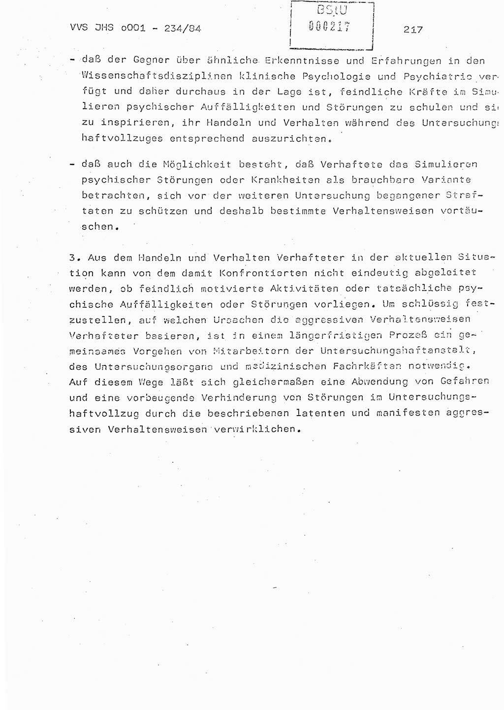 Dissertation Oberst Siegfried Rataizick (Abt. ⅩⅣ), Oberstleutnant Volkmar Heinz (Abt. ⅩⅣ), Oberstleutnant Werner Stein (HA Ⅸ), Hauptmann Heinz Conrad (JHS), Ministerium für Staatssicherheit (MfS) [Deutsche Demokratische Republik (DDR)], Juristische Hochschule (JHS), Vertrauliche Verschlußsache (VVS) o001-234/84, Potsdam 1984, Seite 217 (Diss. MfS DDR JHS VVS o001-234/84 1984, S. 217)