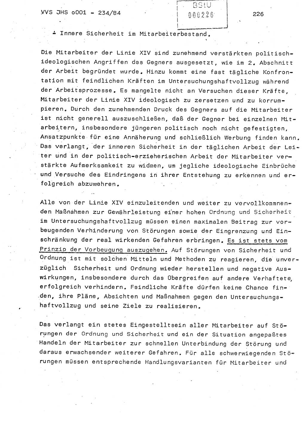 Dissertation Oberst Siegfried Rataizick (Abt. ⅩⅣ), Oberstleutnant Volkmar Heinz (Abt. ⅩⅣ), Oberstleutnant Werner Stein (HA Ⅸ), Hauptmann Heinz Conrad (JHS), Ministerium für Staatssicherheit (MfS) [Deutsche Demokratische Republik (DDR)], Juristische Hochschule (JHS), Vertrauliche Verschlußsache (VVS) o001-234/84, Potsdam 1984, Seite 226 (Diss. MfS DDR JHS VVS o001-234/84 1984, S. 226)