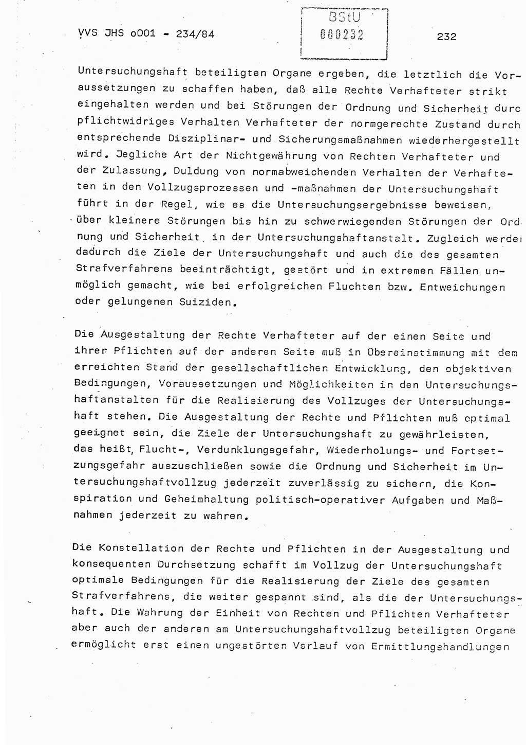 Dissertation Oberst Siegfried Rataizick (Abt. ⅩⅣ), Oberstleutnant Volkmar Heinz (Abt. ⅩⅣ), Oberstleutnant Werner Stein (HA Ⅸ), Hauptmann Heinz Conrad (JHS), Ministerium für Staatssicherheit (MfS) [Deutsche Demokratische Republik (DDR)], Juristische Hochschule (JHS), Vertrauliche Verschlußsache (VVS) o001-234/84, Potsdam 1984, Seite 232 (Diss. MfS DDR JHS VVS o001-234/84 1984, S. 232)