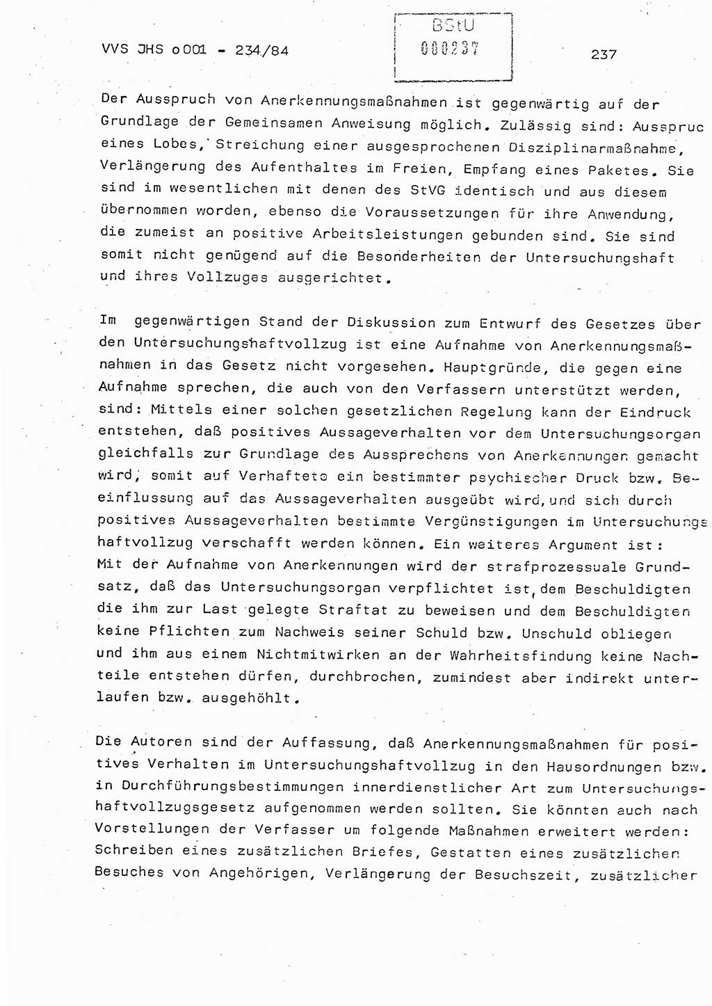 Dissertation Oberst Siegfried Rataizick (Abt. ⅩⅣ), Oberstleutnant Volkmar Heinz (Abt. ⅩⅣ), Oberstleutnant Werner Stein (HA Ⅸ), Hauptmann Heinz Conrad (JHS), Ministerium für Staatssicherheit (MfS) [Deutsche Demokratische Republik (DDR)], Juristische Hochschule (JHS), Vertrauliche Verschlußsache (VVS) o001-234/84, Potsdam 1984, Seite 237 (Diss. MfS DDR JHS VVS o001-234/84 1984, S. 237)