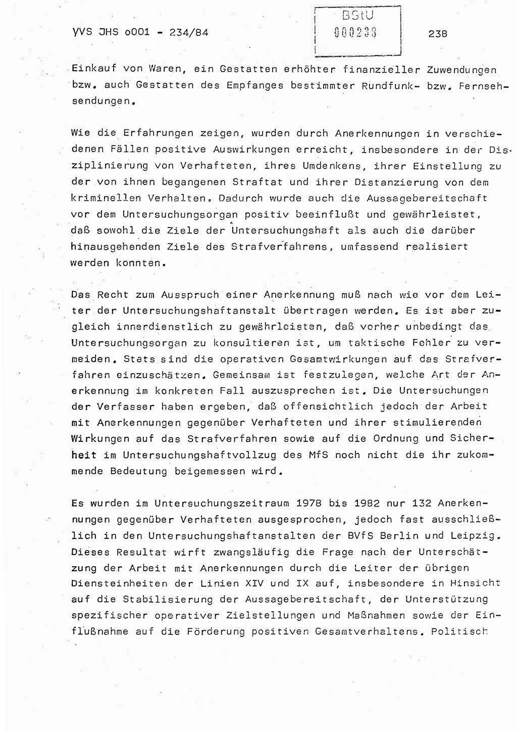Dissertation Oberst Siegfried Rataizick (Abt. ⅩⅣ), Oberstleutnant Volkmar Heinz (Abt. ⅩⅣ), Oberstleutnant Werner Stein (HA Ⅸ), Hauptmann Heinz Conrad (JHS), Ministerium für Staatssicherheit (MfS) [Deutsche Demokratische Republik (DDR)], Juristische Hochschule (JHS), Vertrauliche Verschlußsache (VVS) o001-234/84, Potsdam 1984, Seite 238 (Diss. MfS DDR JHS VVS o001-234/84 1984, S. 238)