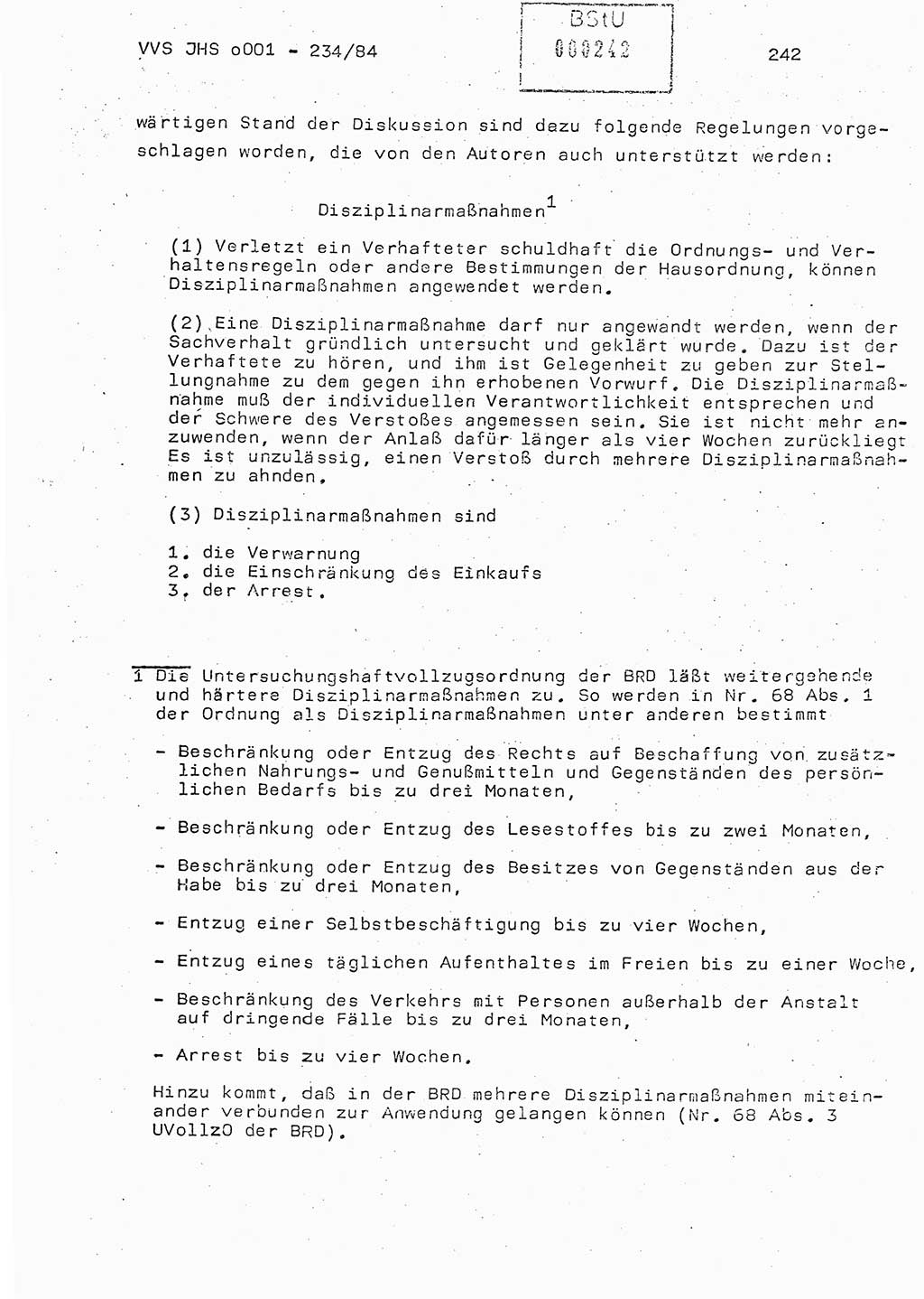 Dissertation Oberst Siegfried Rataizick (Abt. ⅩⅣ), Oberstleutnant Volkmar Heinz (Abt. ⅩⅣ), Oberstleutnant Werner Stein (HA Ⅸ), Hauptmann Heinz Conrad (JHS), Ministerium für Staatssicherheit (MfS) [Deutsche Demokratische Republik (DDR)], Juristische Hochschule (JHS), Vertrauliche Verschlußsache (VVS) o001-234/84, Potsdam 1984, Seite 242 (Diss. MfS DDR JHS VVS o001-234/84 1984, S. 242)