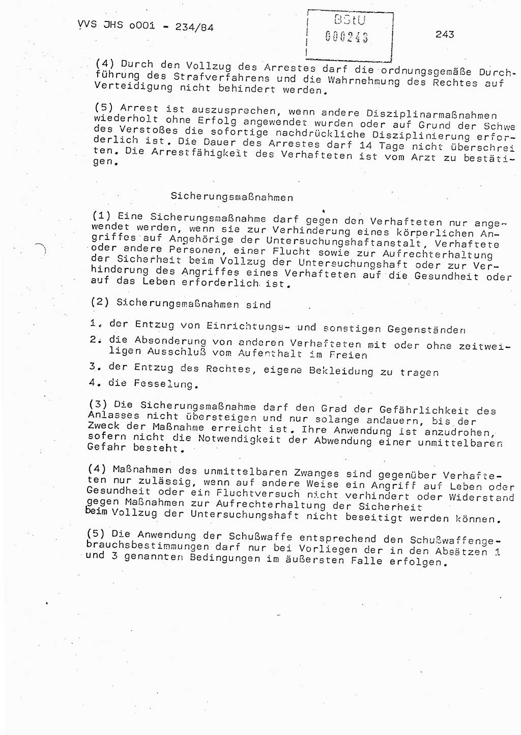 Dissertation Oberst Siegfried Rataizick (Abt. ⅩⅣ), Oberstleutnant Volkmar Heinz (Abt. ⅩⅣ), Oberstleutnant Werner Stein (HA Ⅸ), Hauptmann Heinz Conrad (JHS), Ministerium für Staatssicherheit (MfS) [Deutsche Demokratische Republik (DDR)], Juristische Hochschule (JHS), Vertrauliche Verschlußsache (VVS) o001-234/84, Potsdam 1984, Seite 243 (Diss. MfS DDR JHS VVS o001-234/84 1984, S. 243)