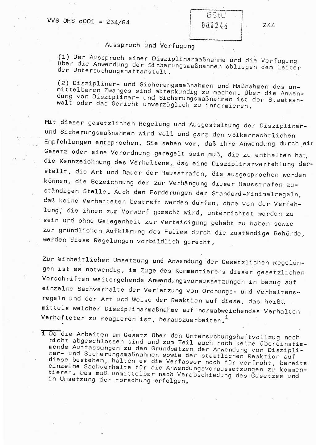 Dissertation Oberst Siegfried Rataizick (Abt. ⅩⅣ), Oberstleutnant Volkmar Heinz (Abt. ⅩⅣ), Oberstleutnant Werner Stein (HA Ⅸ), Hauptmann Heinz Conrad (JHS), Ministerium für Staatssicherheit (MfS) [Deutsche Demokratische Republik (DDR)], Juristische Hochschule (JHS), Vertrauliche Verschlußsache (VVS) o001-234/84, Potsdam 1984, Seite 244 (Diss. MfS DDR JHS VVS o001-234/84 1984, S. 244)