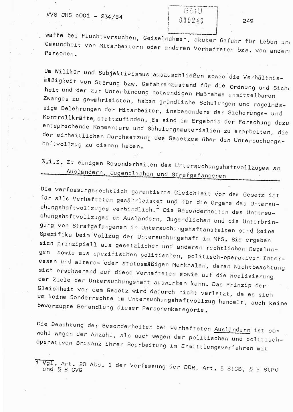 Dissertation Oberst Siegfried Rataizick (Abt. ⅩⅣ), Oberstleutnant Volkmar Heinz (Abt. ⅩⅣ), Oberstleutnant Werner Stein (HA Ⅸ), Hauptmann Heinz Conrad (JHS), Ministerium für Staatssicherheit (MfS) [Deutsche Demokratische Republik (DDR)], Juristische Hochschule (JHS), Vertrauliche Verschlußsache (VVS) o001-234/84, Potsdam 1984, Seite 249 (Diss. MfS DDR JHS VVS o001-234/84 1984, S. 249)