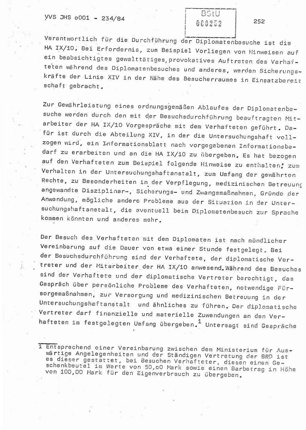 Dissertation Oberst Siegfried Rataizick (Abt. ⅩⅣ), Oberstleutnant Volkmar Heinz (Abt. ⅩⅣ), Oberstleutnant Werner Stein (HA Ⅸ), Hauptmann Heinz Conrad (JHS), Ministerium für Staatssicherheit (MfS) [Deutsche Demokratische Republik (DDR)], Juristische Hochschule (JHS), Vertrauliche Verschlußsache (VVS) o001-234/84, Potsdam 1984, Seite 252 (Diss. MfS DDR JHS VVS o001-234/84 1984, S. 252)