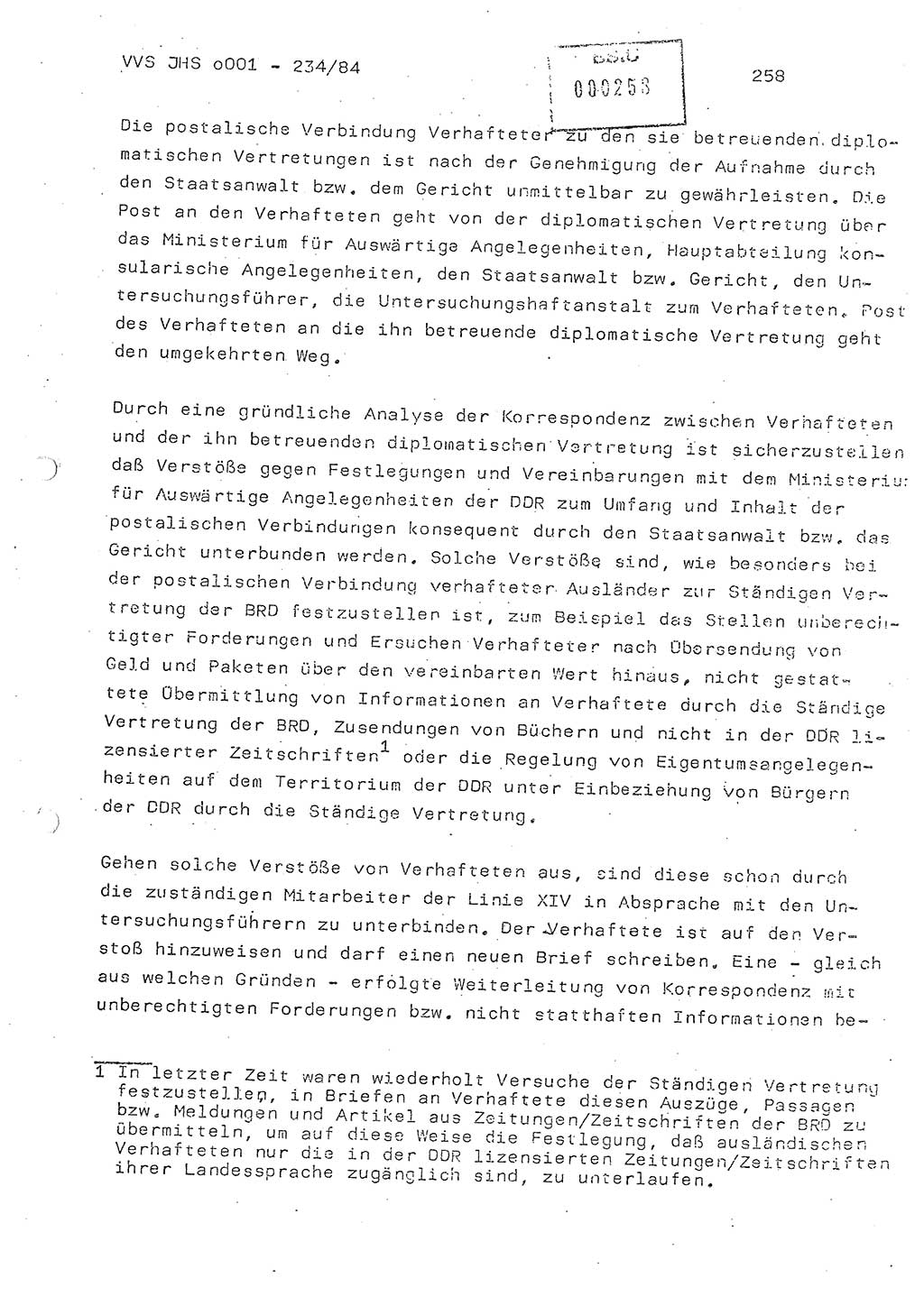 Dissertation Oberst Siegfried Rataizick (Abt. ⅩⅣ), Oberstleutnant Volkmar Heinz (Abt. ⅩⅣ), Oberstleutnant Werner Stein (HA Ⅸ), Hauptmann Heinz Conrad (JHS), Ministerium für Staatssicherheit (MfS) [Deutsche Demokratische Republik (DDR)], Juristische Hochschule (JHS), Vertrauliche Verschlußsache (VVS) o001-234/84, Potsdam 1984, Seite 258 (Diss. MfS DDR JHS VVS o001-234/84 1984, S. 258)