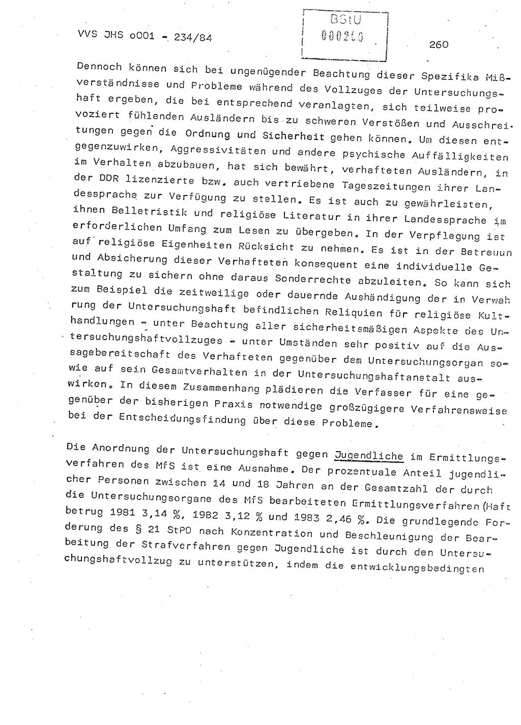 Dissertation Oberst Siegfried Rataizick (Abt. ⅩⅣ), Oberstleutnant Volkmar Heinz (Abt. ⅩⅣ), Oberstleutnant Werner Stein (HA Ⅸ), Hauptmann Heinz Conrad (JHS), Ministerium für Staatssicherheit (MfS) [Deutsche Demokratische Republik (DDR)], Juristische Hochschule (JHS), Vertrauliche Verschlußsache (VVS) o001-234/84, Potsdam 1984, Seite 260 (Diss. MfS DDR JHS VVS o001-234/84 1984, S. 260)