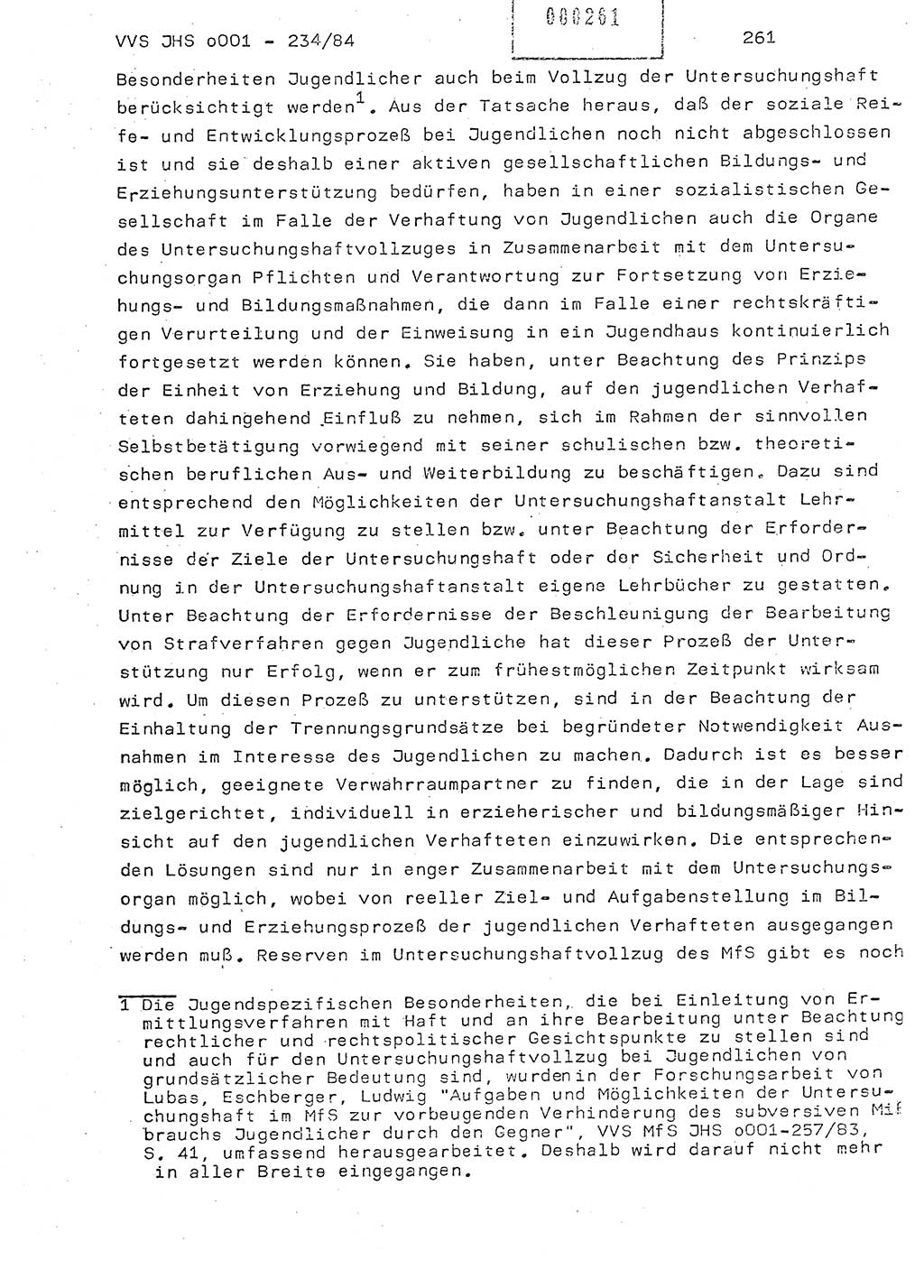 Dissertation Oberst Siegfried Rataizick (Abt. ⅩⅣ), Oberstleutnant Volkmar Heinz (Abt. ⅩⅣ), Oberstleutnant Werner Stein (HA Ⅸ), Hauptmann Heinz Conrad (JHS), Ministerium für Staatssicherheit (MfS) [Deutsche Demokratische Republik (DDR)], Juristische Hochschule (JHS), Vertrauliche Verschlußsache (VVS) o001-234/84, Potsdam 1984, Seite 261 (Diss. MfS DDR JHS VVS o001-234/84 1984, S. 261)