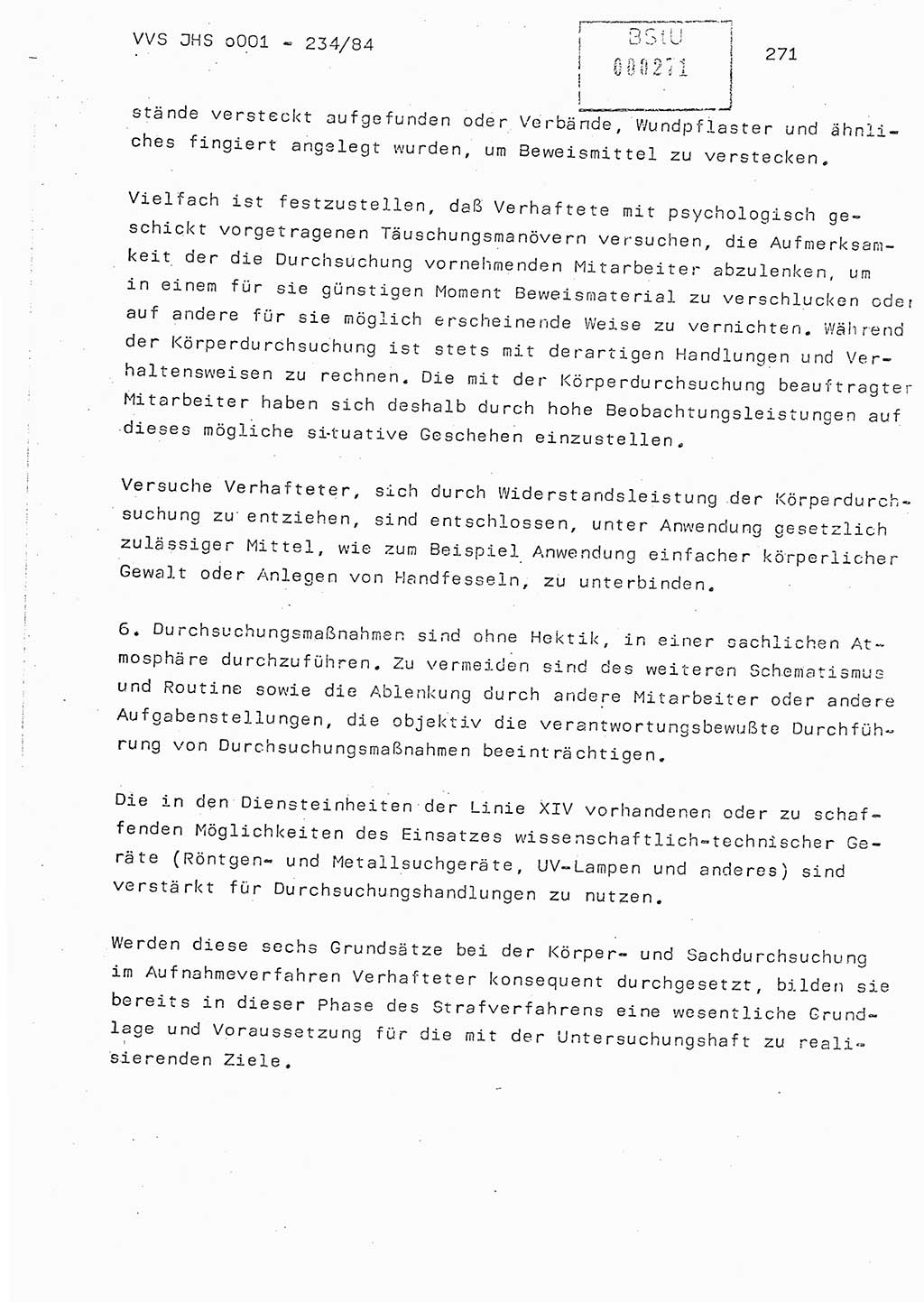 Dissertation Oberst Siegfried Rataizick (Abt. ⅩⅣ), Oberstleutnant Volkmar Heinz (Abt. ⅩⅣ), Oberstleutnant Werner Stein (HA Ⅸ), Hauptmann Heinz Conrad (JHS), Ministerium für Staatssicherheit (MfS) [Deutsche Demokratische Republik (DDR)], Juristische Hochschule (JHS), Vertrauliche Verschlußsache (VVS) o001-234/84, Potsdam 1984, Seite 271 (Diss. MfS DDR JHS VVS o001-234/84 1984, S. 271)