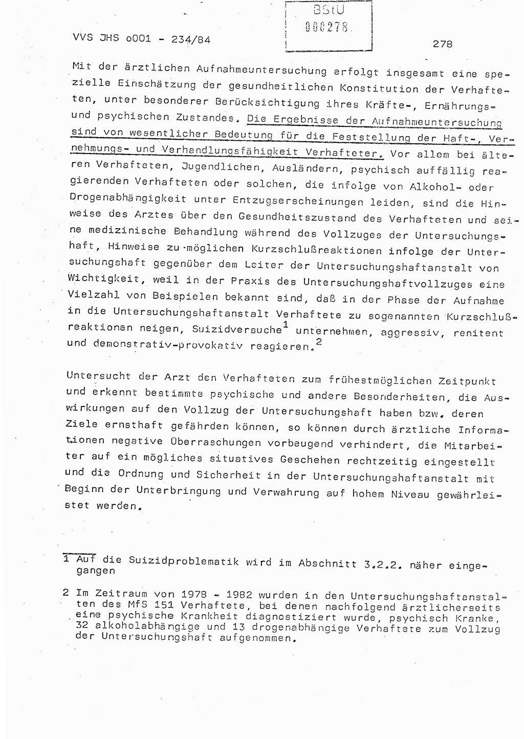 Dissertation Oberst Siegfried Rataizick (Abt. ⅩⅣ), Oberstleutnant Volkmar Heinz (Abt. ⅩⅣ), Oberstleutnant Werner Stein (HA Ⅸ), Hauptmann Heinz Conrad (JHS), Ministerium für Staatssicherheit (MfS) [Deutsche Demokratische Republik (DDR)], Juristische Hochschule (JHS), Vertrauliche Verschlußsache (VVS) o001-234/84, Potsdam 1984, Seite 278 (Diss. MfS DDR JHS VVS o001-234/84 1984, S. 278)