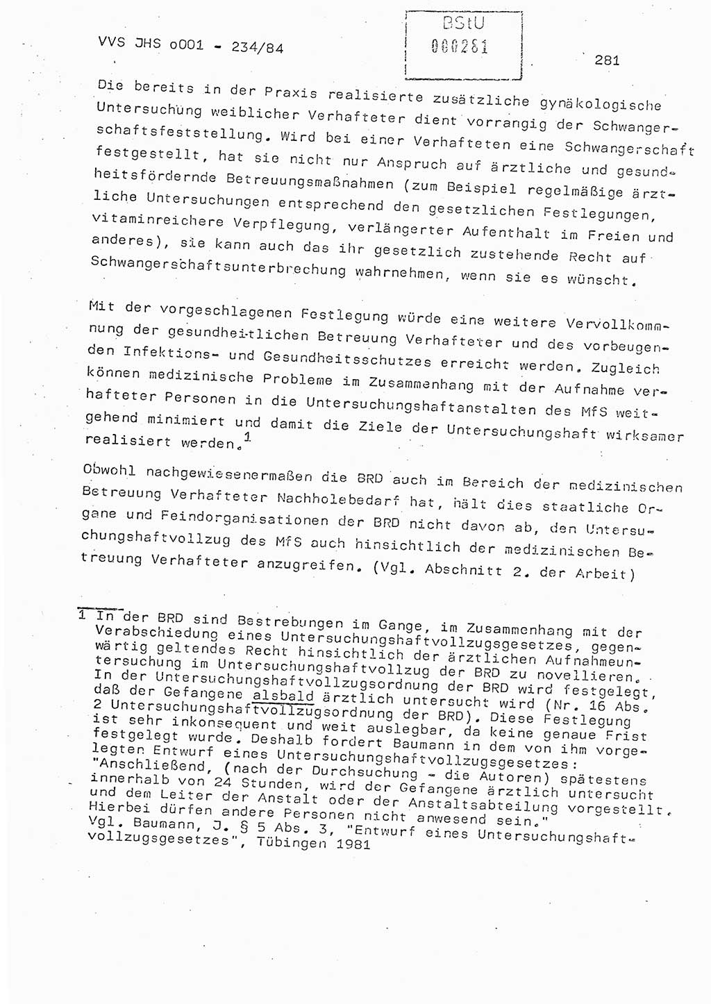 Dissertation Oberst Siegfried Rataizick (Abt. ⅩⅣ), Oberstleutnant Volkmar Heinz (Abt. ⅩⅣ), Oberstleutnant Werner Stein (HA Ⅸ), Hauptmann Heinz Conrad (JHS), Ministerium für Staatssicherheit (MfS) [Deutsche Demokratische Republik (DDR)], Juristische Hochschule (JHS), Vertrauliche Verschlußsache (VVS) o001-234/84, Potsdam 1984, Seite 281 (Diss. MfS DDR JHS VVS o001-234/84 1984, S. 281)