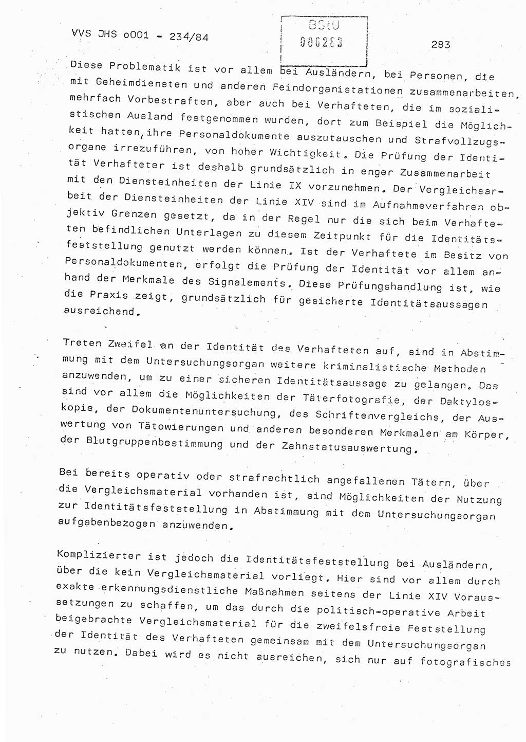 Dissertation Oberst Siegfried Rataizick (Abt. ⅩⅣ), Oberstleutnant Volkmar Heinz (Abt. ⅩⅣ), Oberstleutnant Werner Stein (HA Ⅸ), Hauptmann Heinz Conrad (JHS), Ministerium für Staatssicherheit (MfS) [Deutsche Demokratische Republik (DDR)], Juristische Hochschule (JHS), Vertrauliche Verschlußsache (VVS) o001-234/84, Potsdam 1984, Seite 283 (Diss. MfS DDR JHS VVS o001-234/84 1984, S. 283)