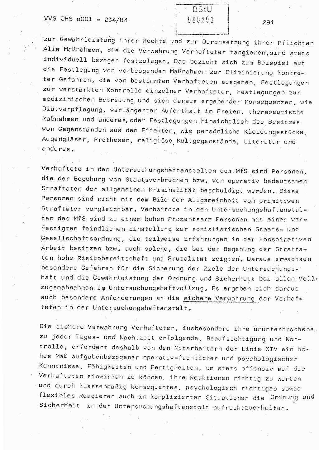 Dissertation Oberst Siegfried Rataizick (Abt. ⅩⅣ), Oberstleutnant Volkmar Heinz (Abt. ⅩⅣ), Oberstleutnant Werner Stein (HA Ⅸ), Hauptmann Heinz Conrad (JHS), Ministerium für Staatssicherheit (MfS) [Deutsche Demokratische Republik (DDR)], Juristische Hochschule (JHS), Vertrauliche Verschlußsache (VVS) o001-234/84, Potsdam 1984, Seite 291 (Diss. MfS DDR JHS VVS o001-234/84 1984, S. 291)